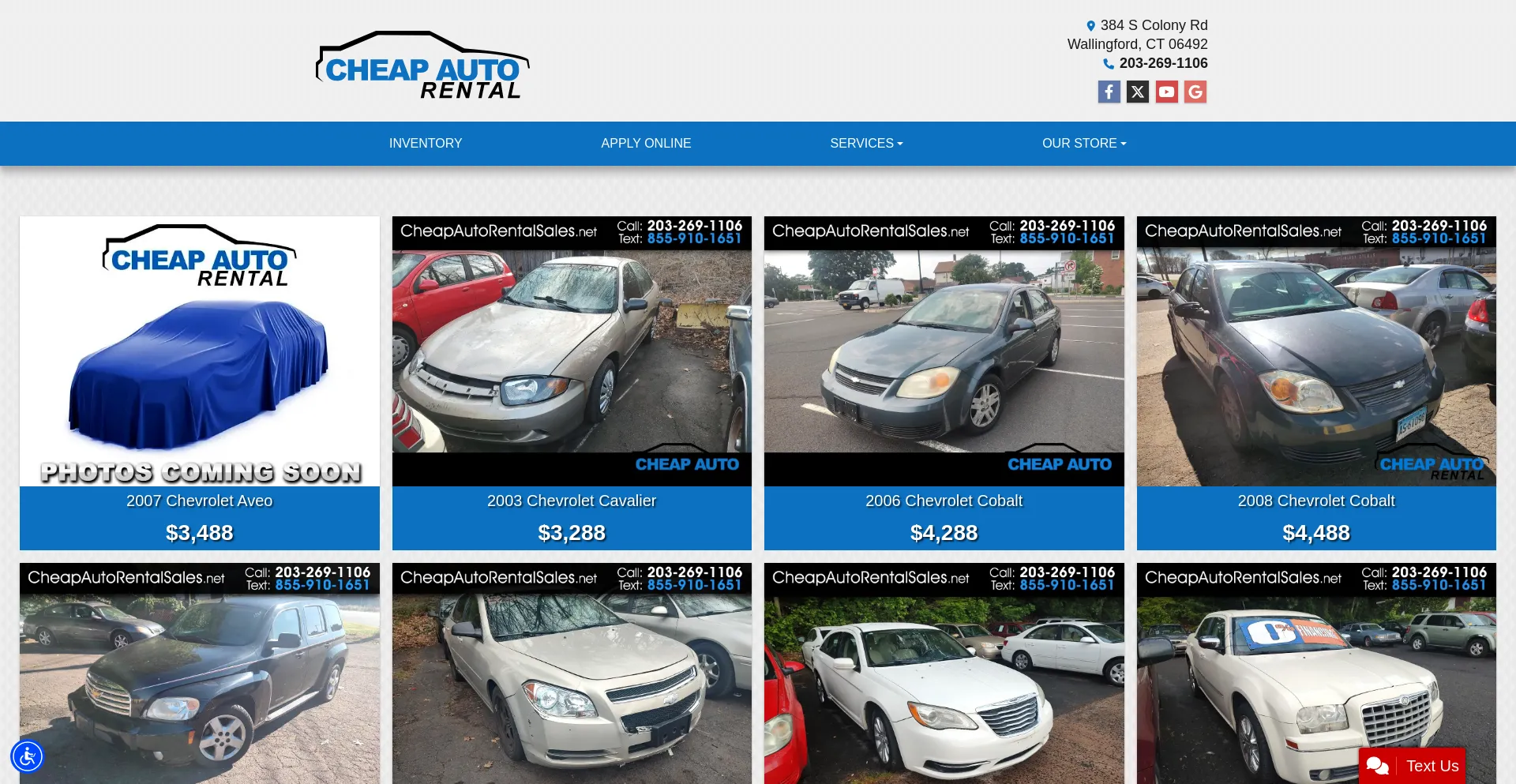 Website screenshot of Cheapautorentalsales.net