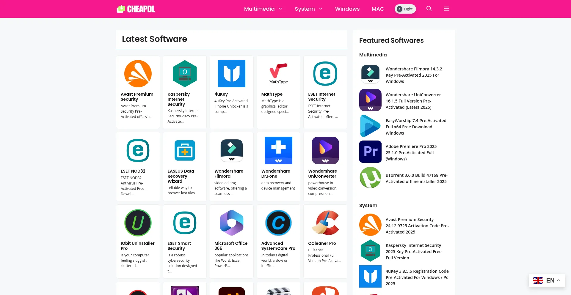 Website screenshot of Cheapdl.com