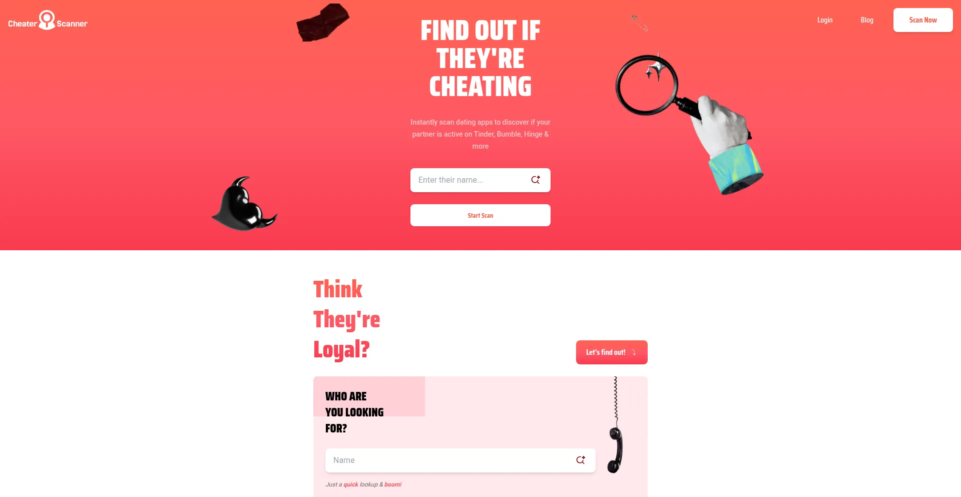 Website screenshot of Cheaterscanner.com