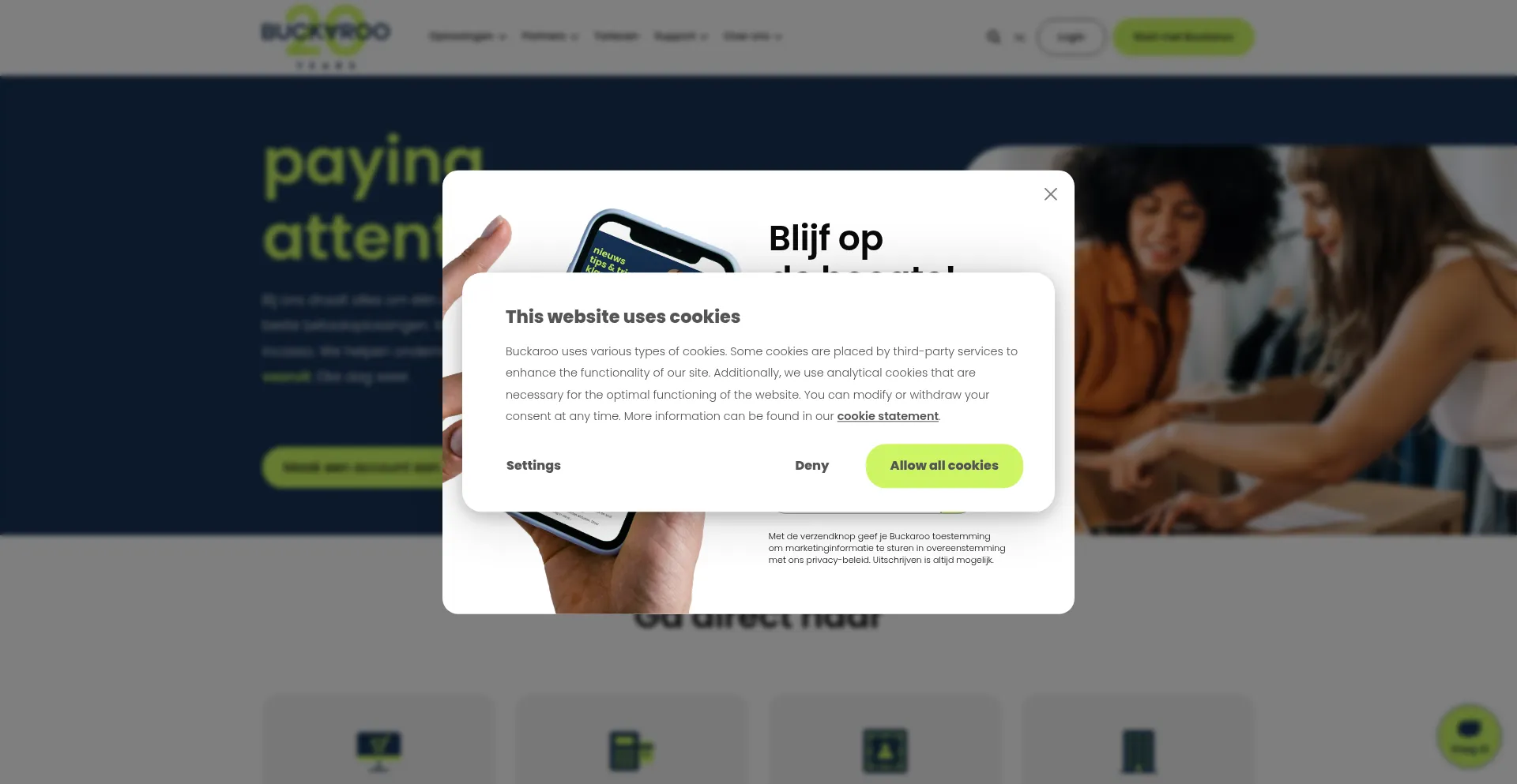 Website screenshot of Checkout.buckaroo.nl