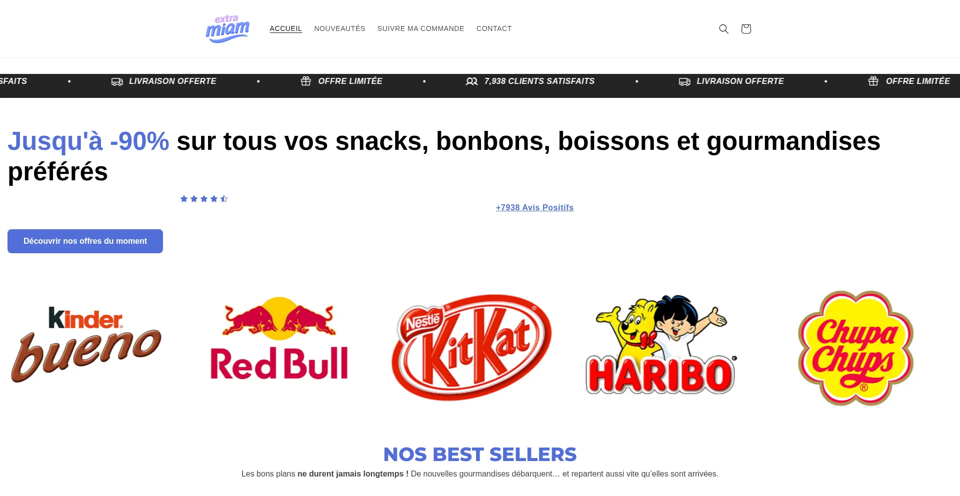 Website screenshot of Checkout.extramiam.com