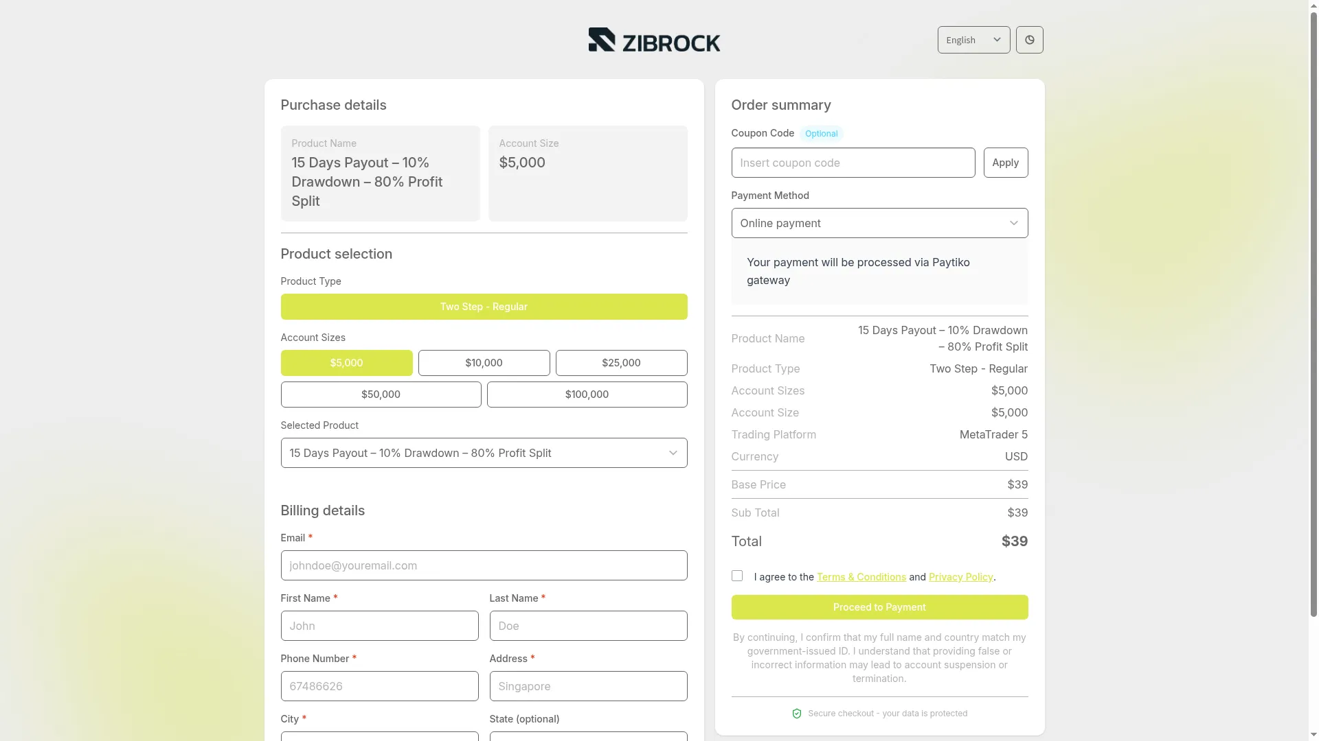 Checkout.zibrock.com