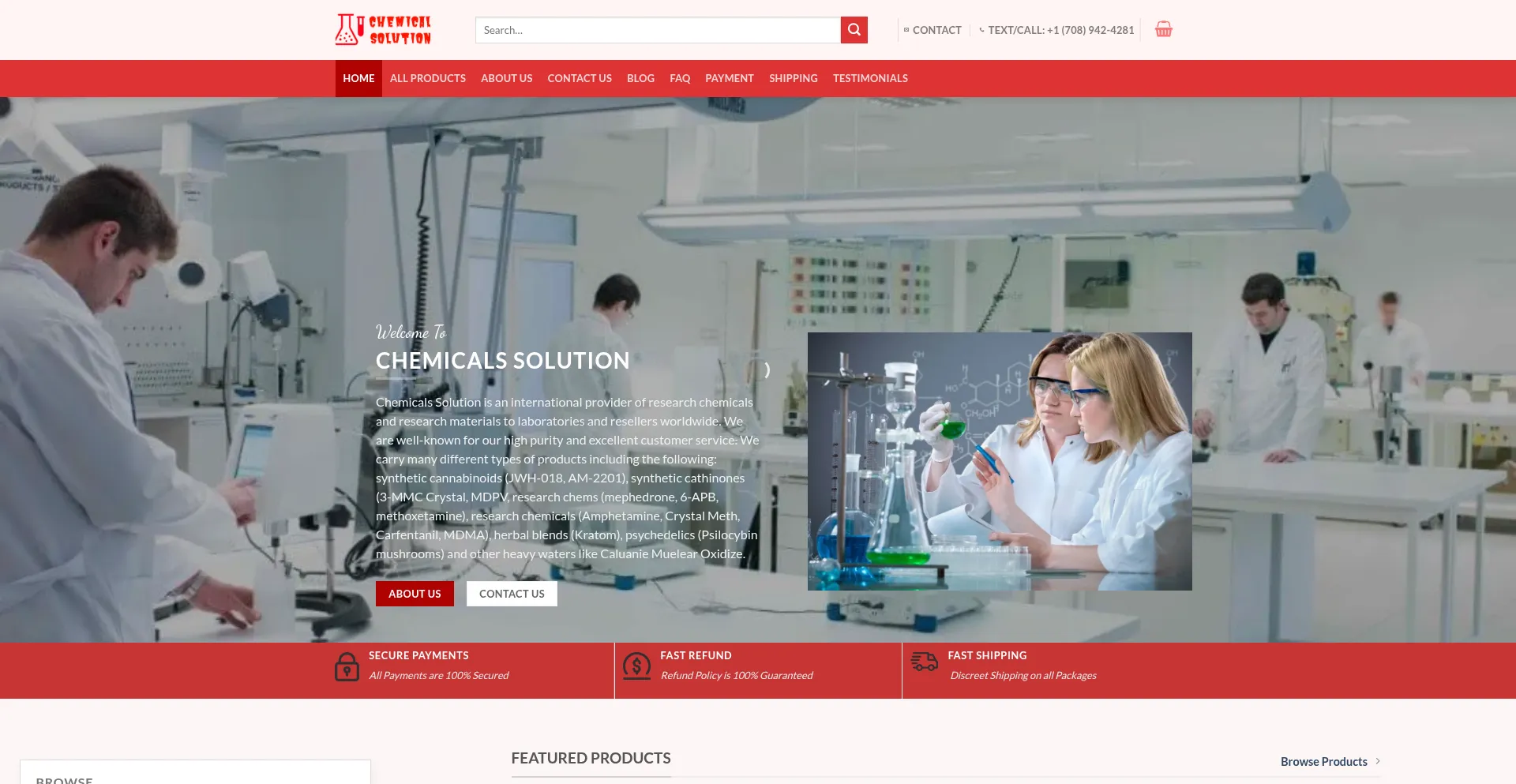 Website screenshot of Chemicals-solution.com