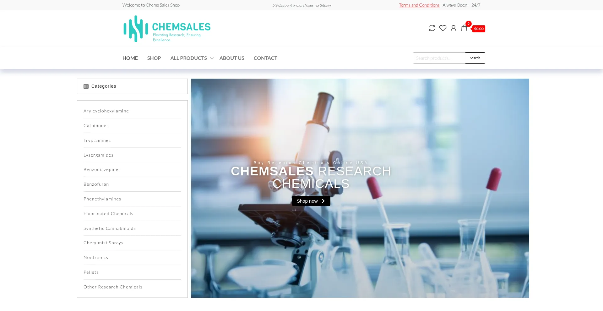 Website screenshot of Chemsaleshop.com