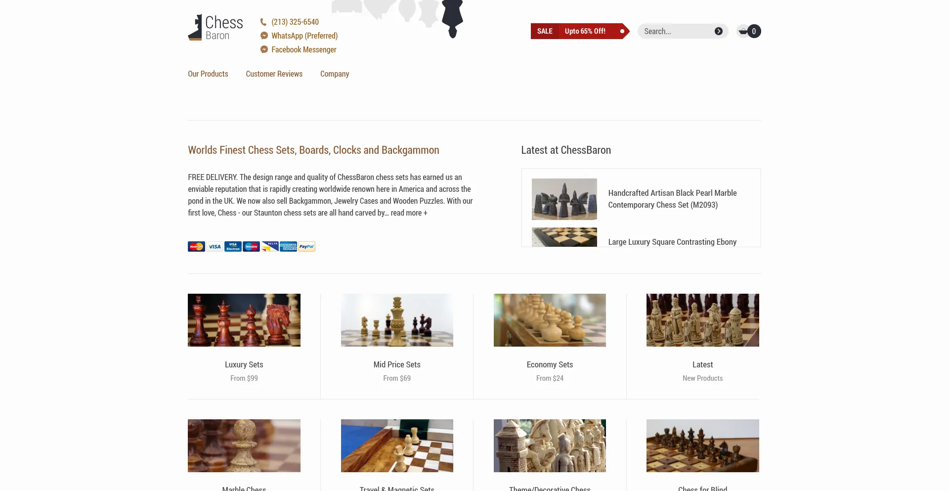 Website screenshot of Chessbaron.com