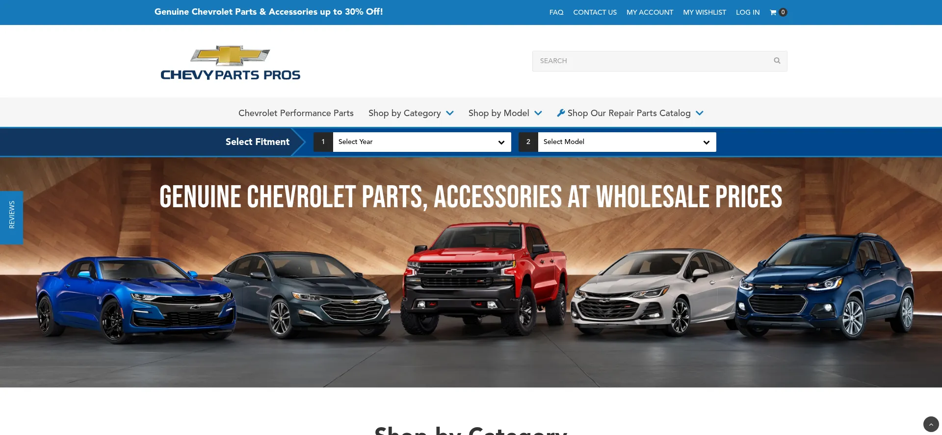 Website screenshot of Chevypartspros.com