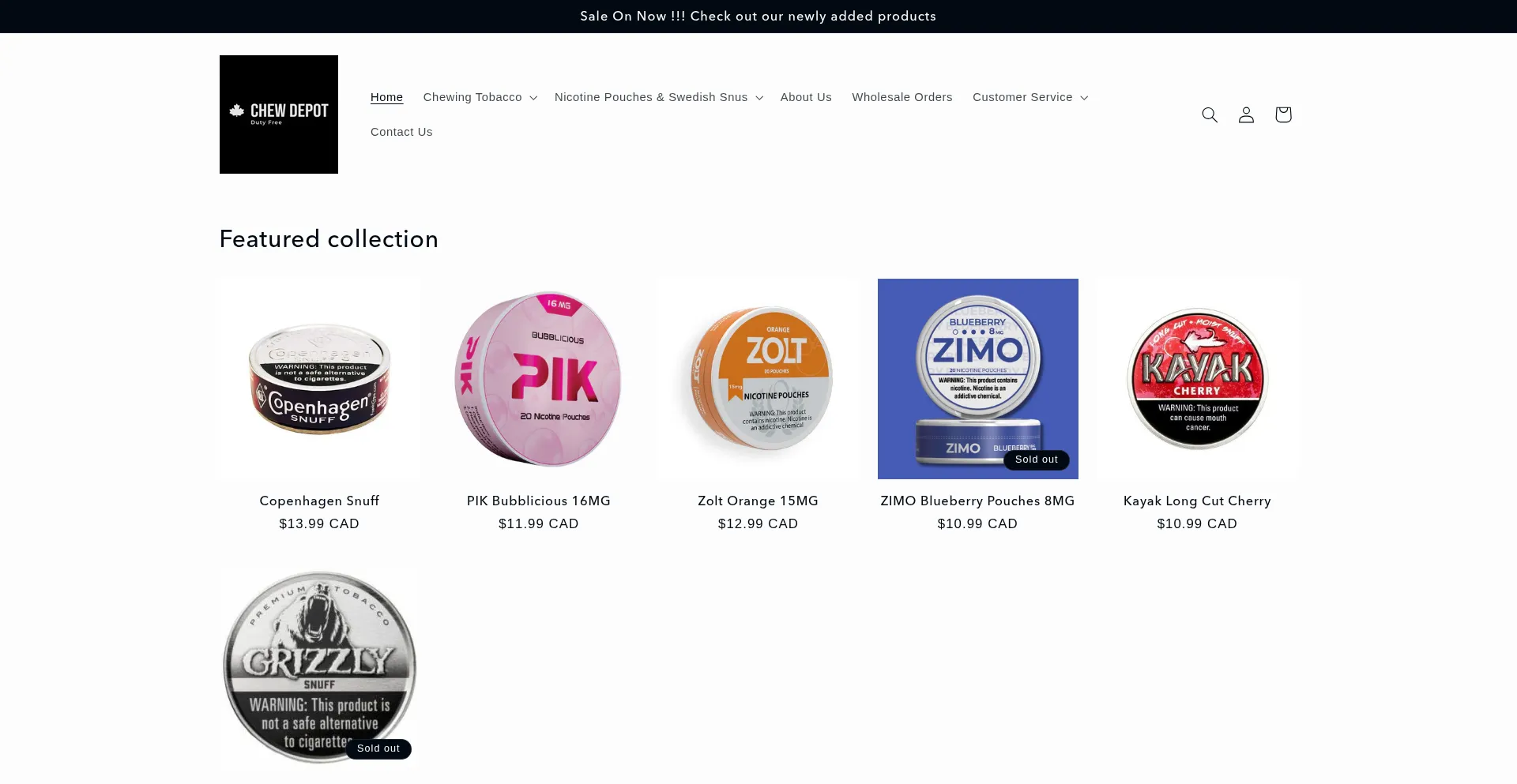 Website screenshot of Chewdepot.ca