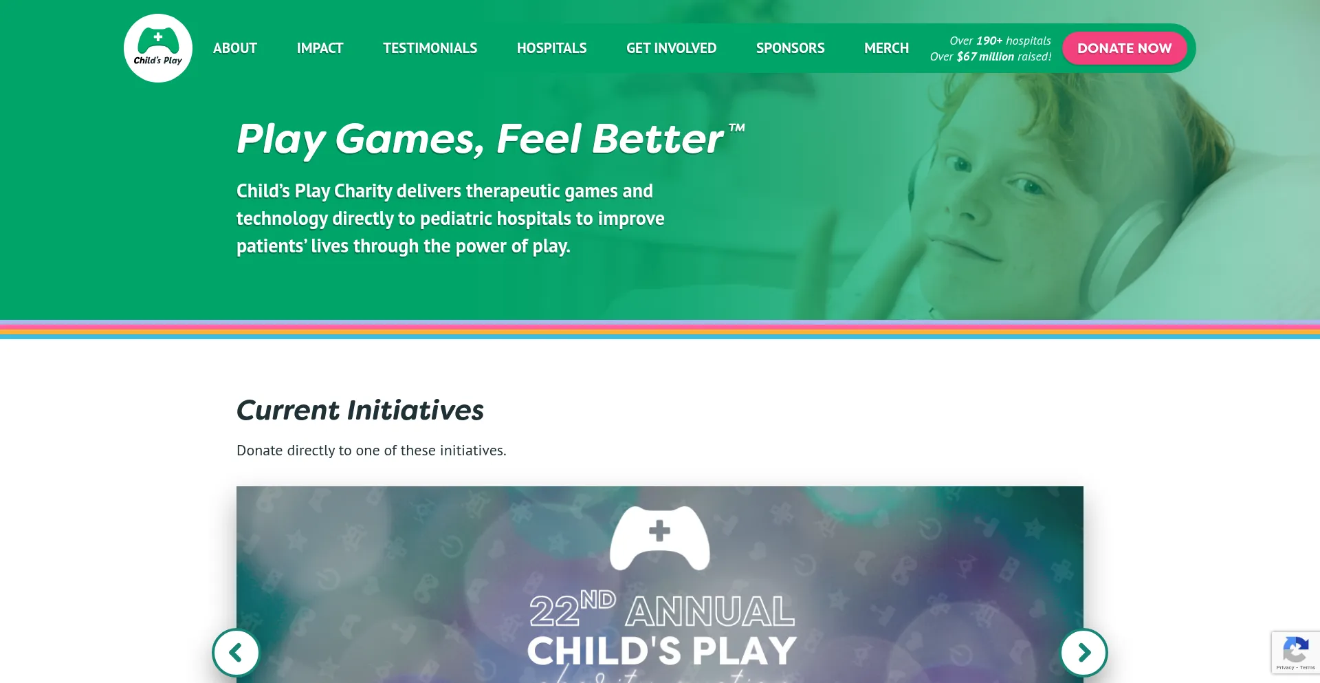 Website screenshot of Childsplaycharity.org