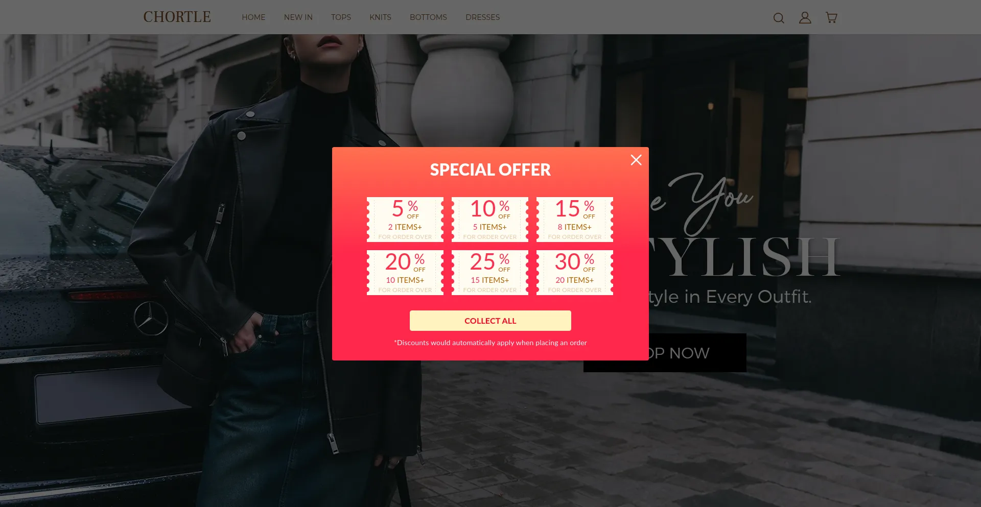 Website screenshot of Chortle.shop