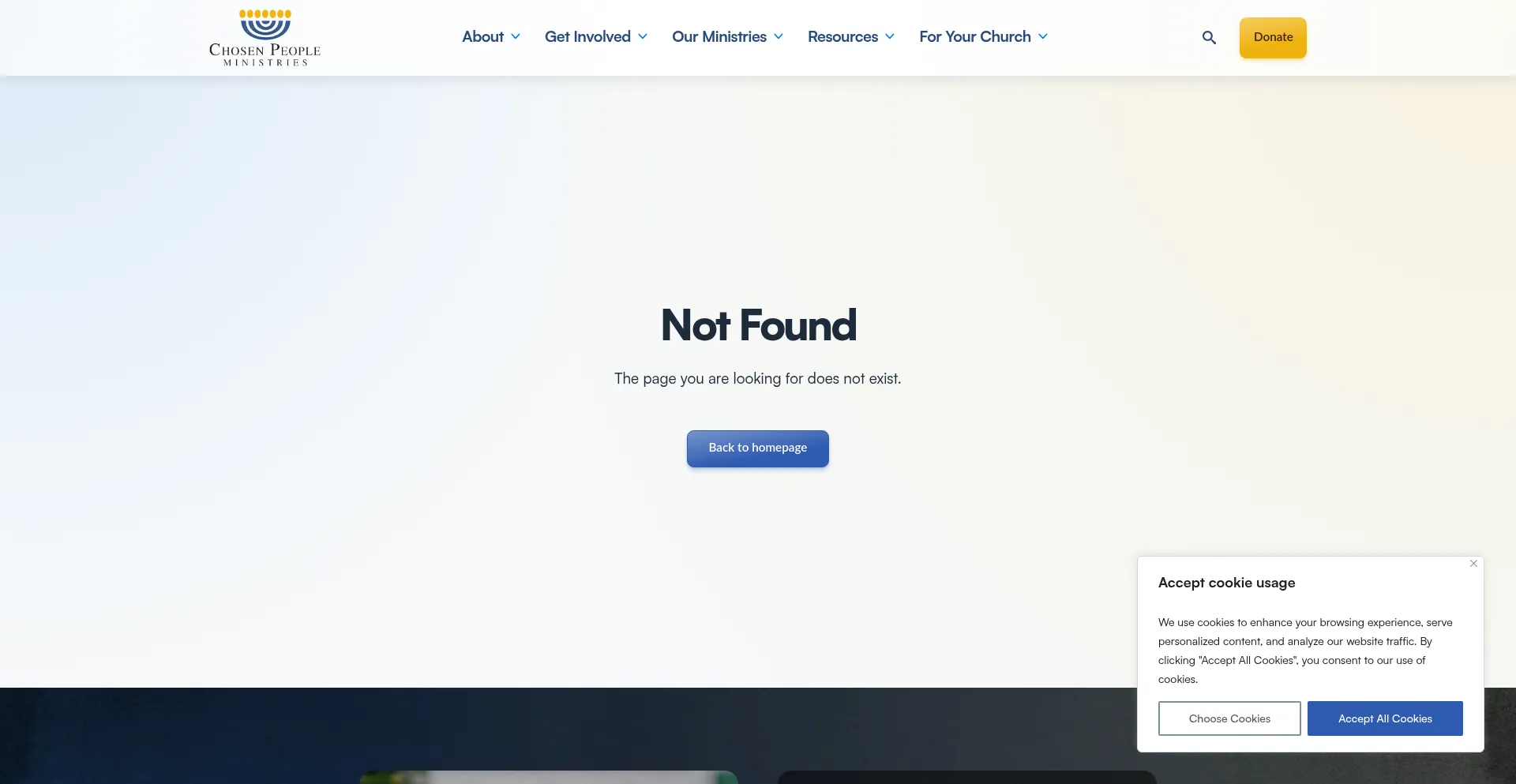 Website screenshot of Chosenpeopleministries.org