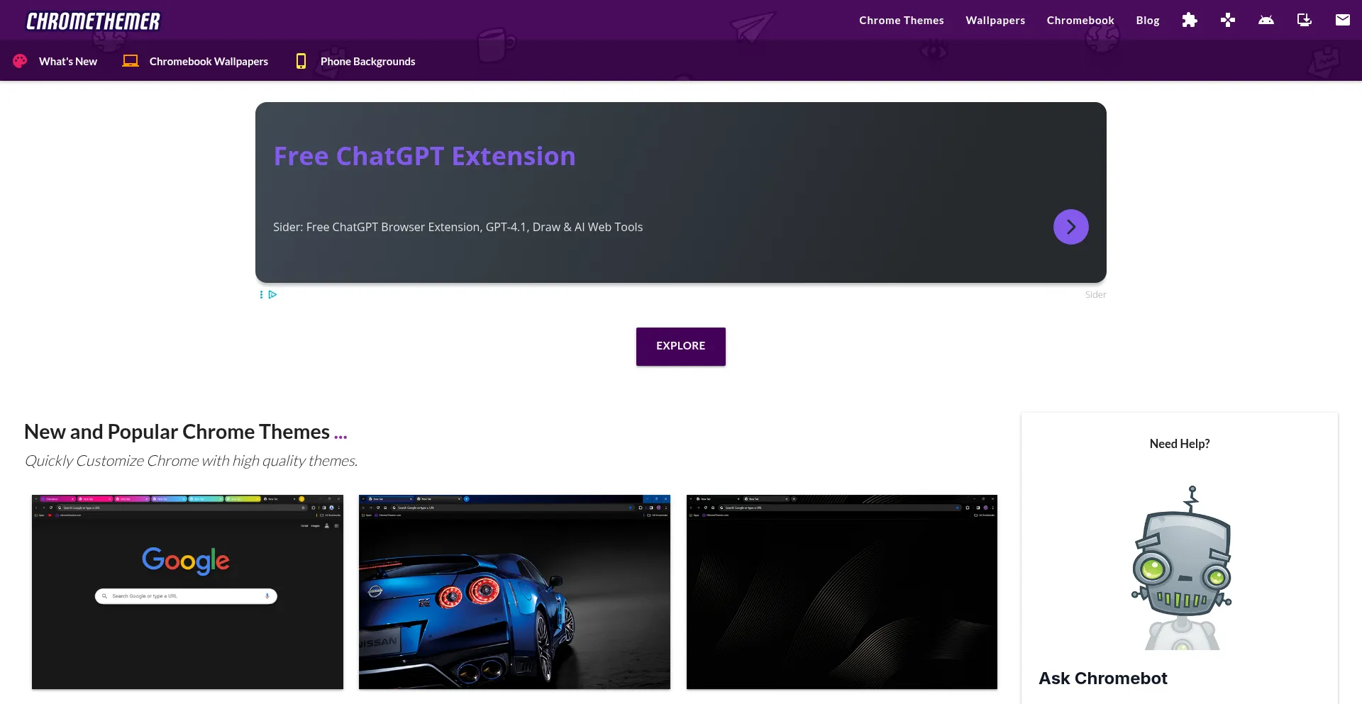 Website screenshot of Chromethemer.com