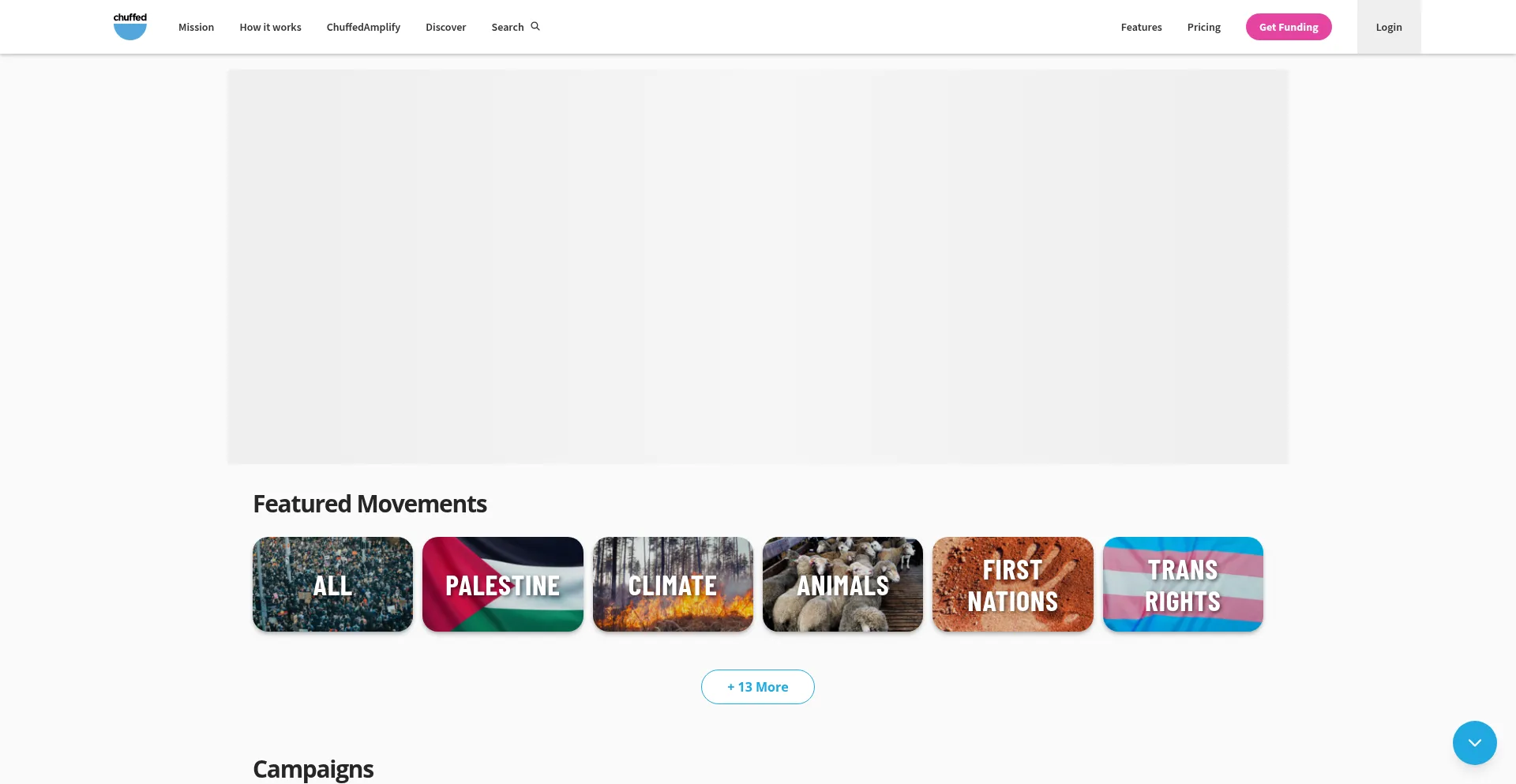 Website screenshot of Chuffed.org