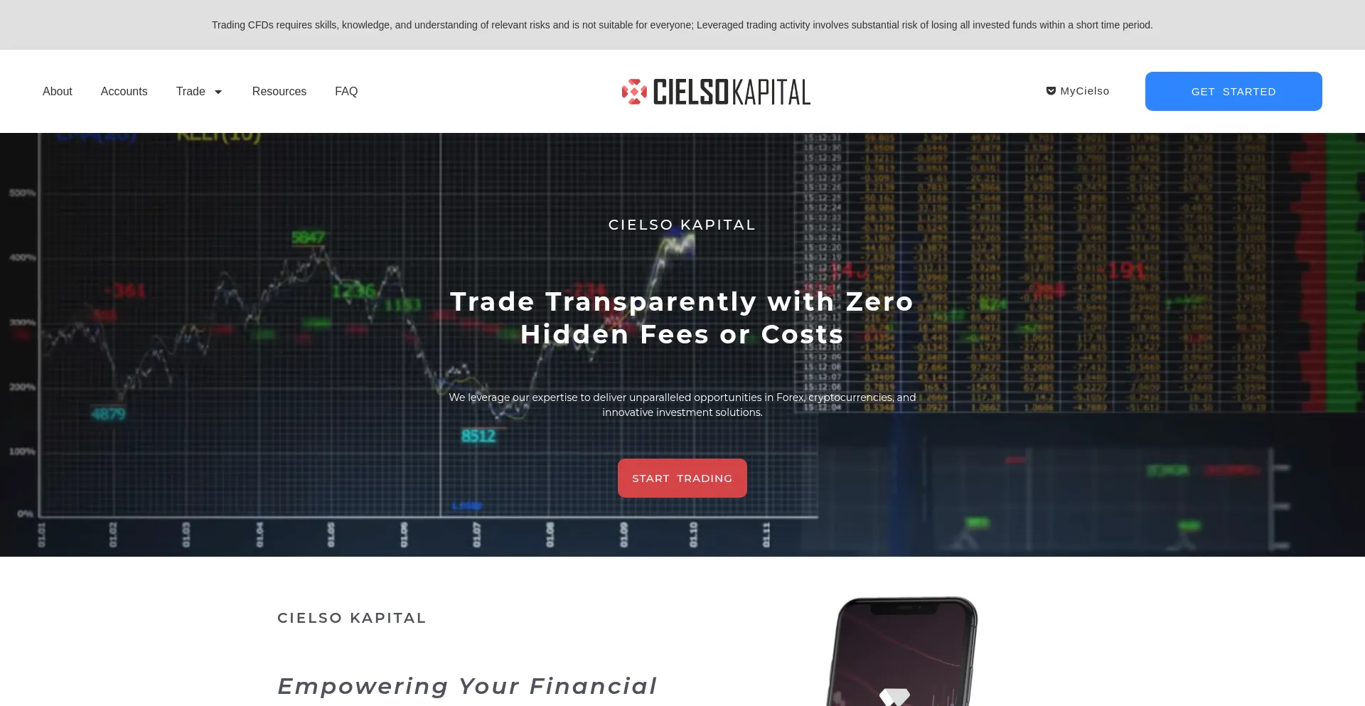 Website screenshot of Cielso.com