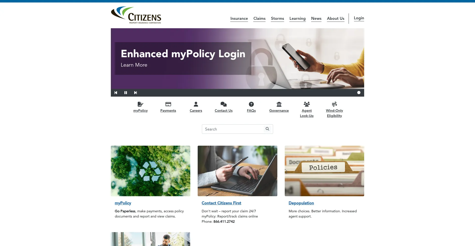 Website screenshot of Citizensfla.com