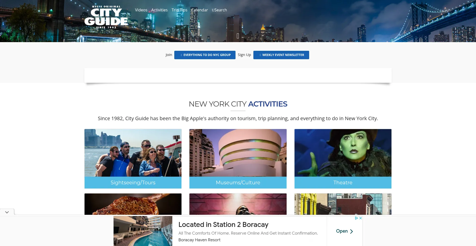 Website screenshot of Cityguideny.com
