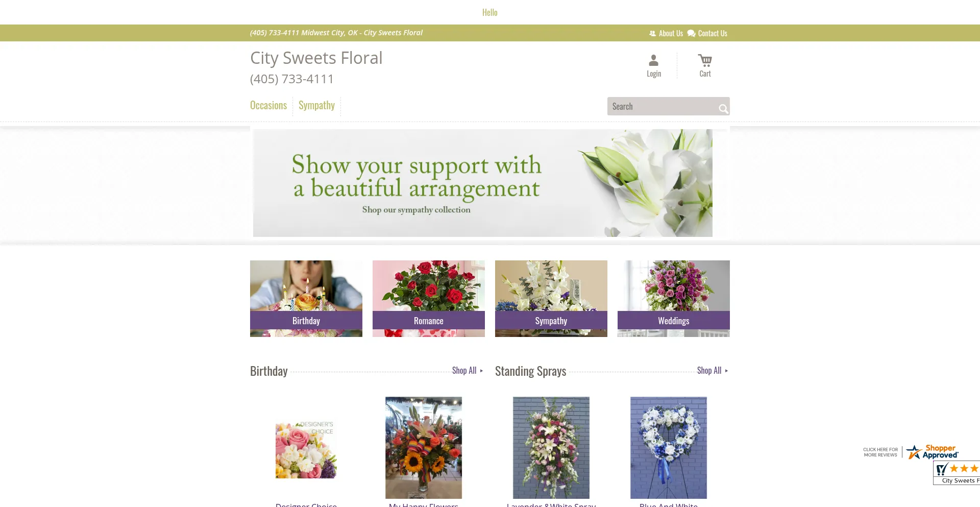 Website screenshot of Citysweetsfloral.net