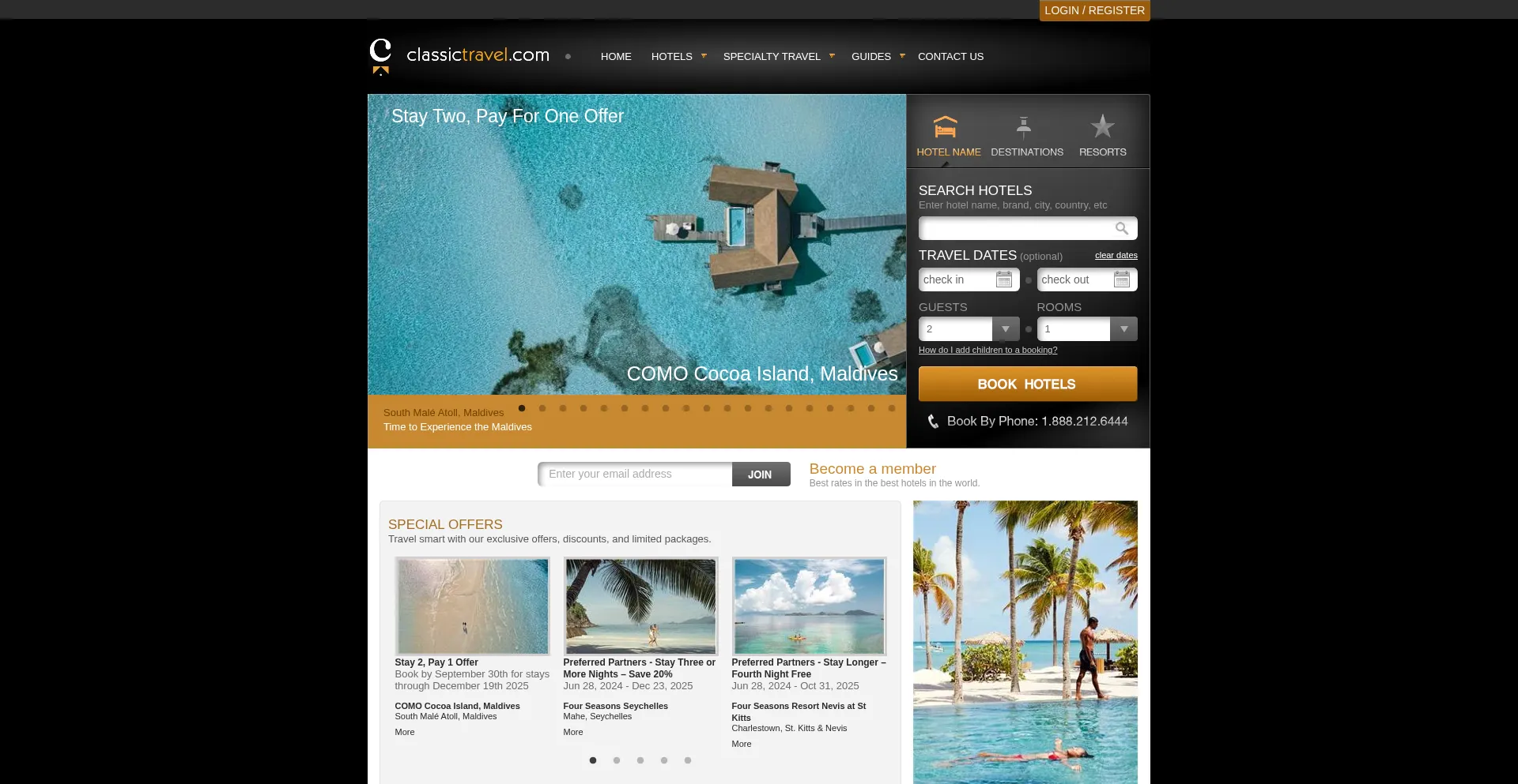 Website screenshot of Classictravel.com