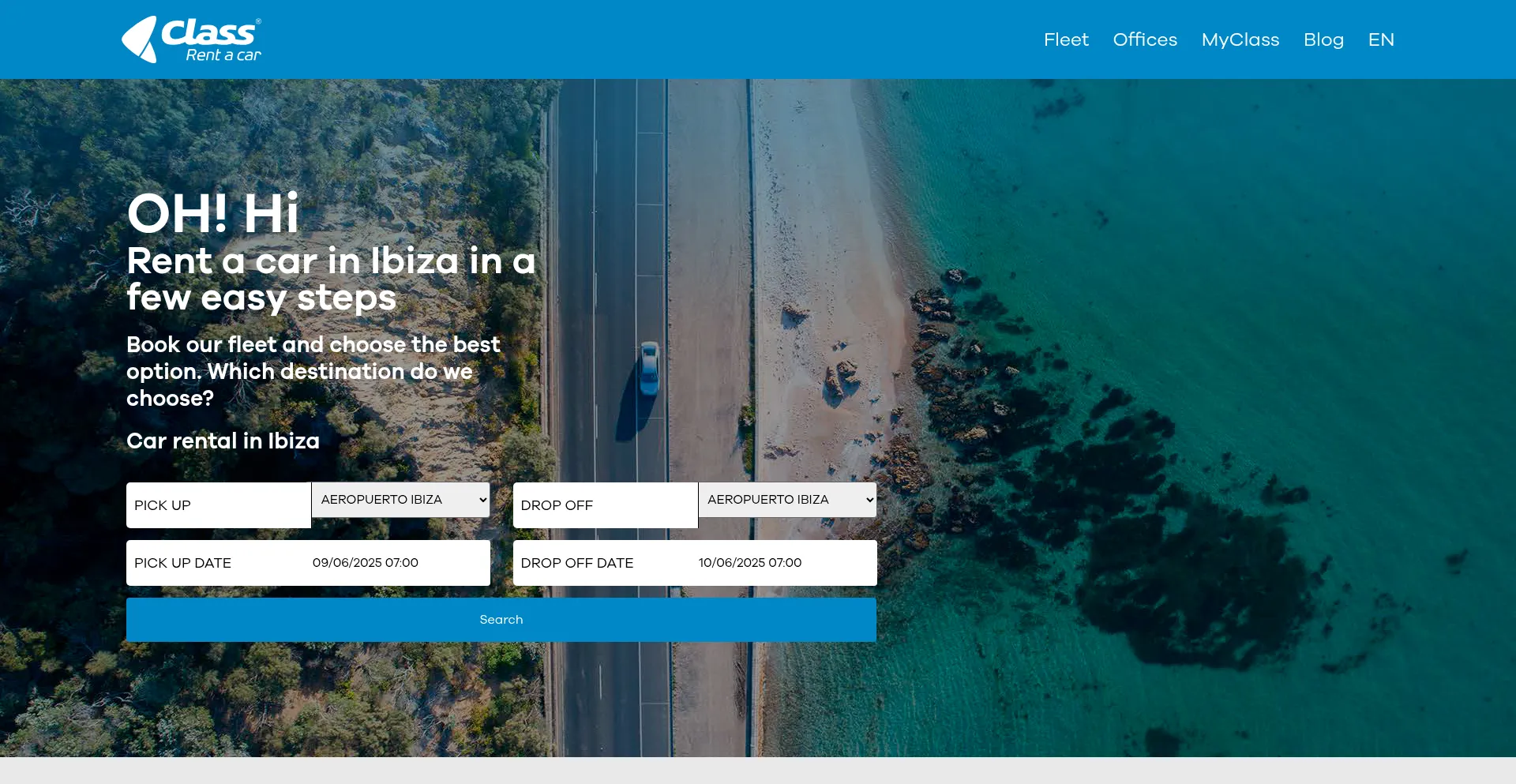 Website screenshot of Classrentacar.co.uk