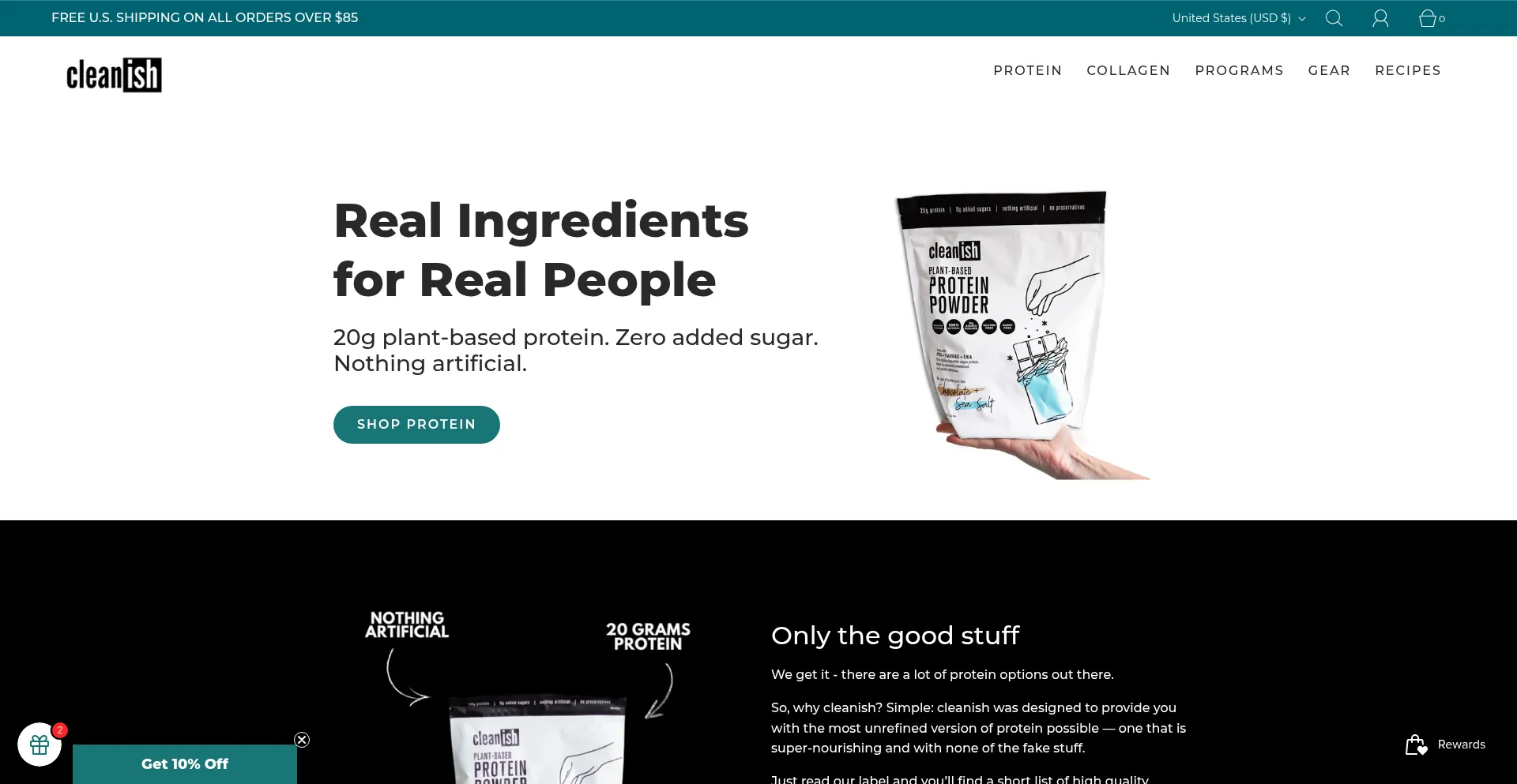 Website screenshot of Cleanish.com
