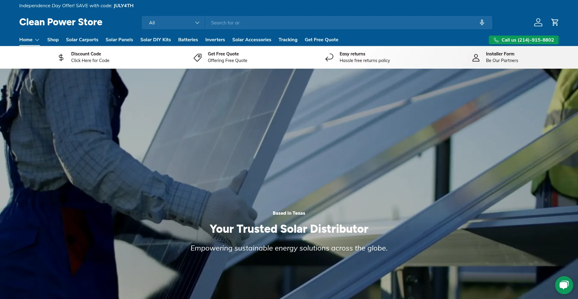 Website screenshot of Cleanpowerstore.com