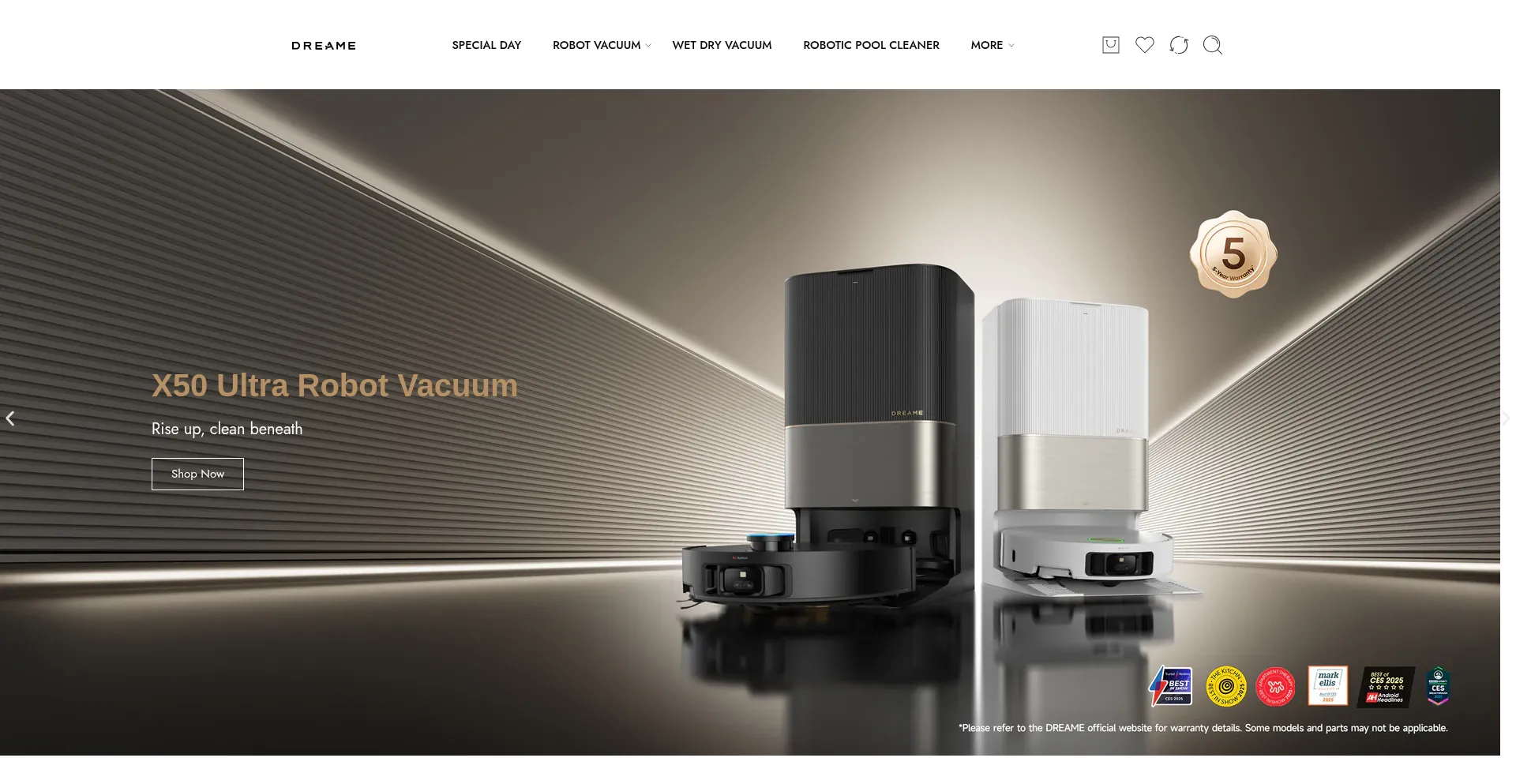 Website screenshot of Cleanwithdreame.com