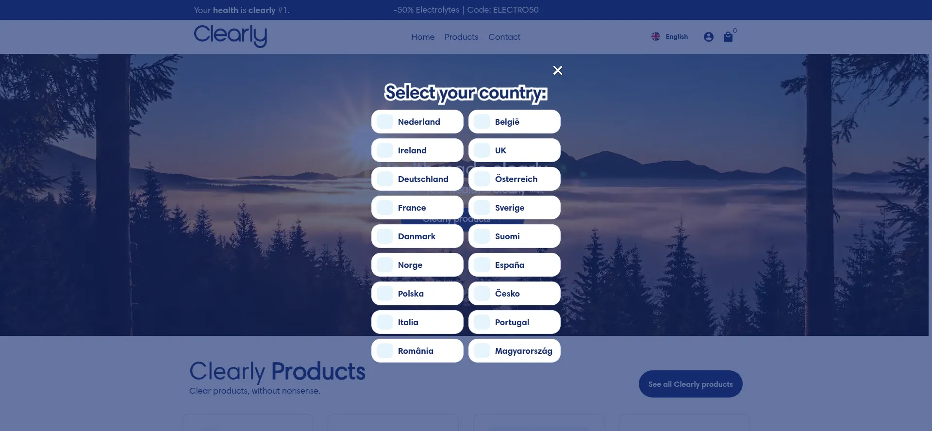 Website screenshot of Clearly.eu