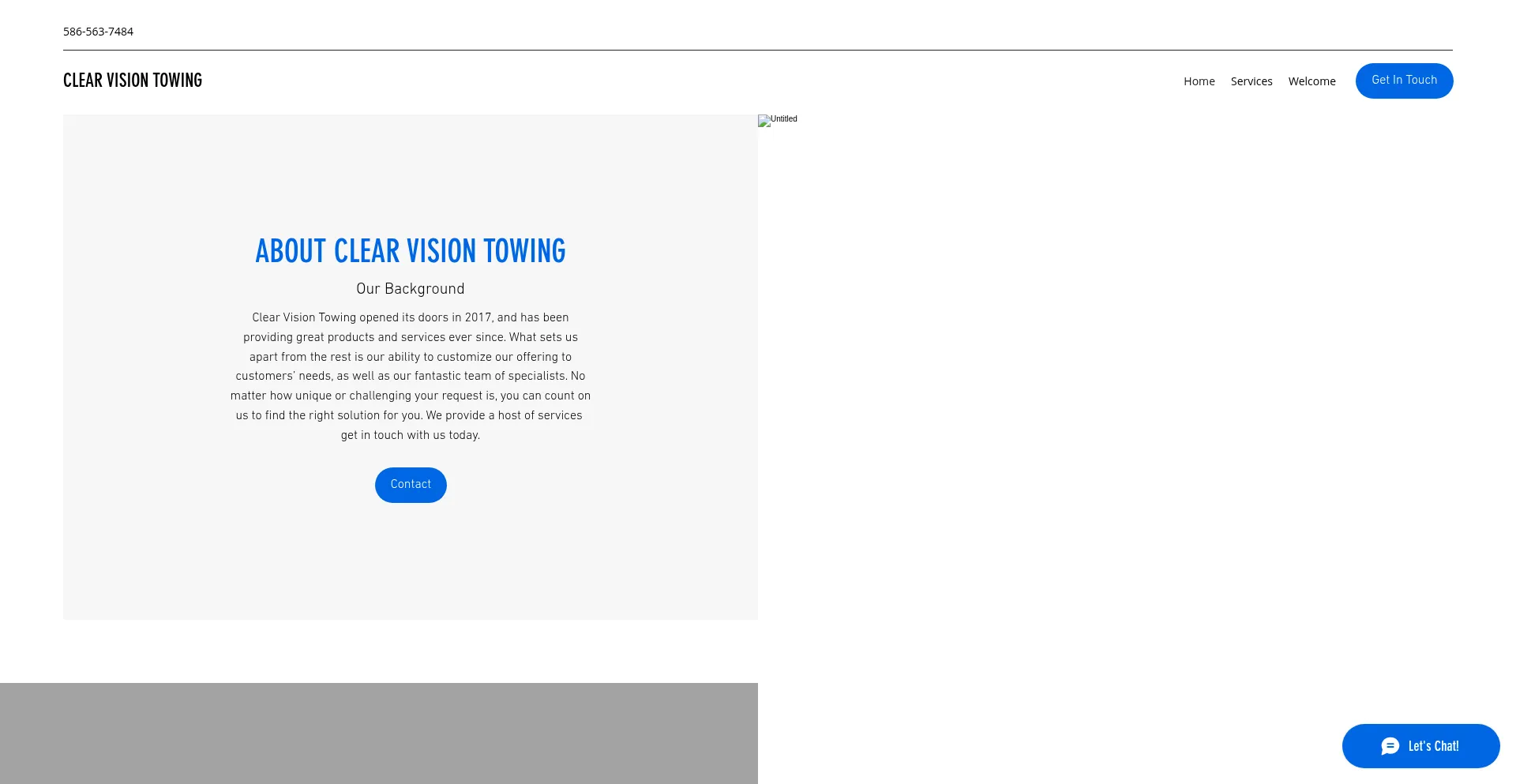 Website screenshot of Clearvisiontowingllc.com