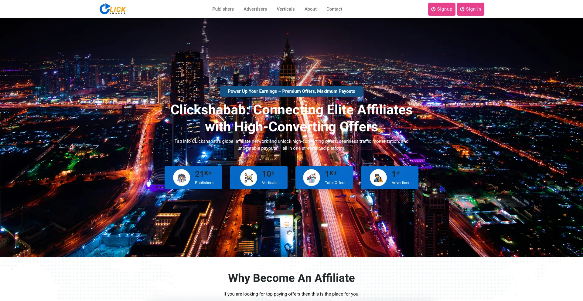 Website screenshot of Clickshabab.com