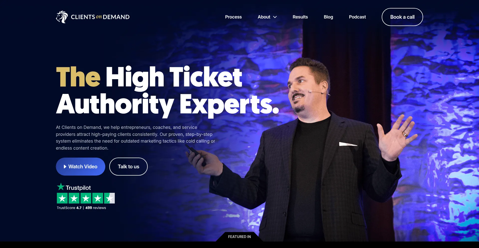 Website screenshot of Clientsondemand.com