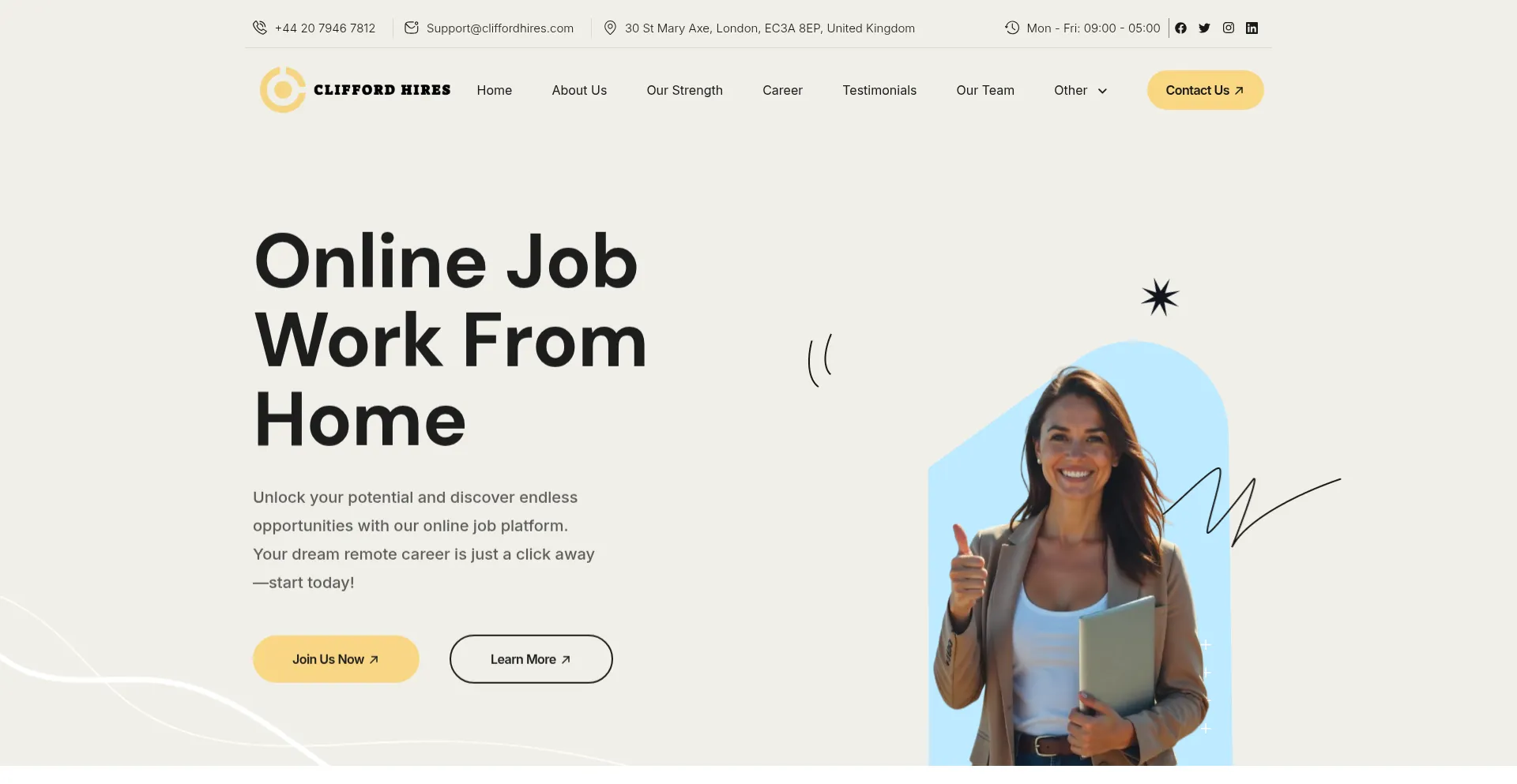 Website screenshot of Cliffordhires.com