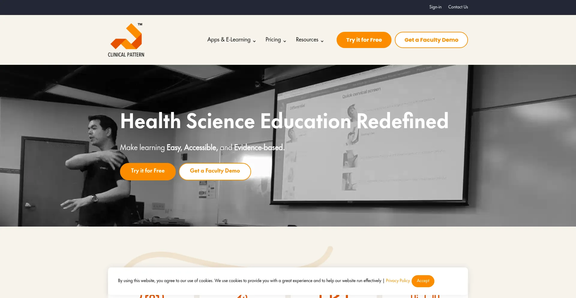 Website screenshot of Clinicalpattern.com