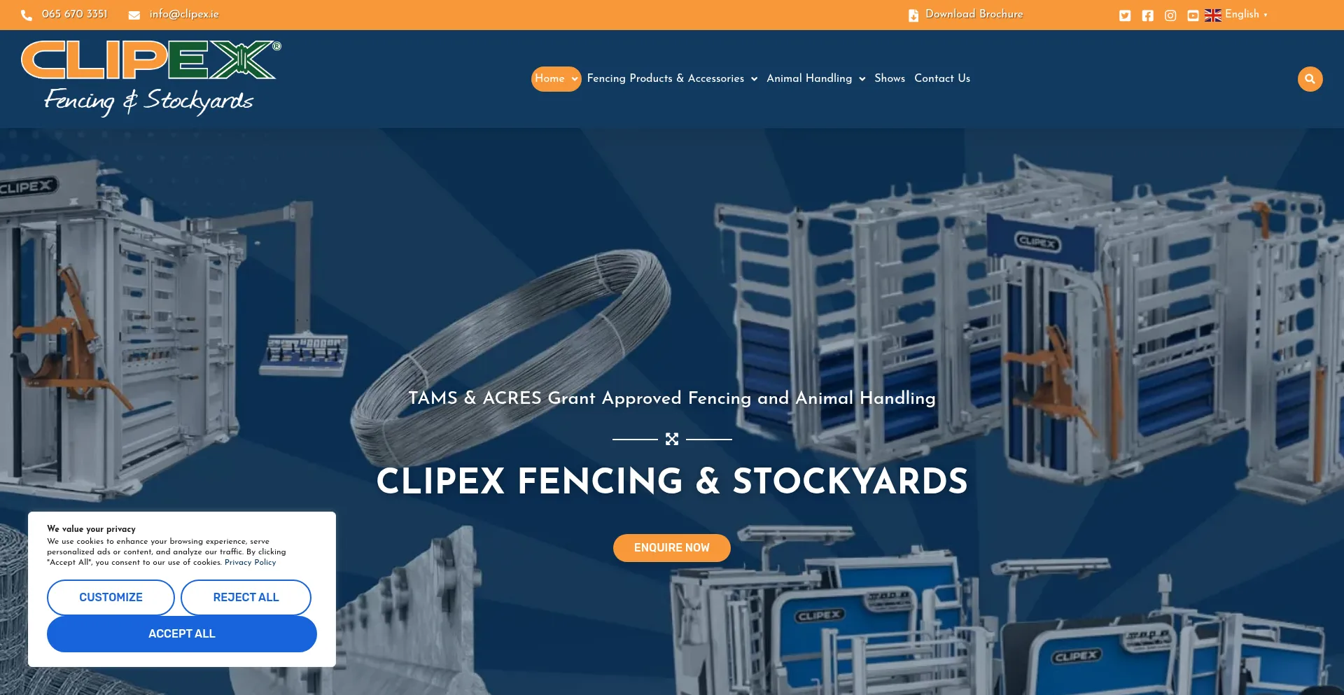 Website screenshot of Clipex.ie