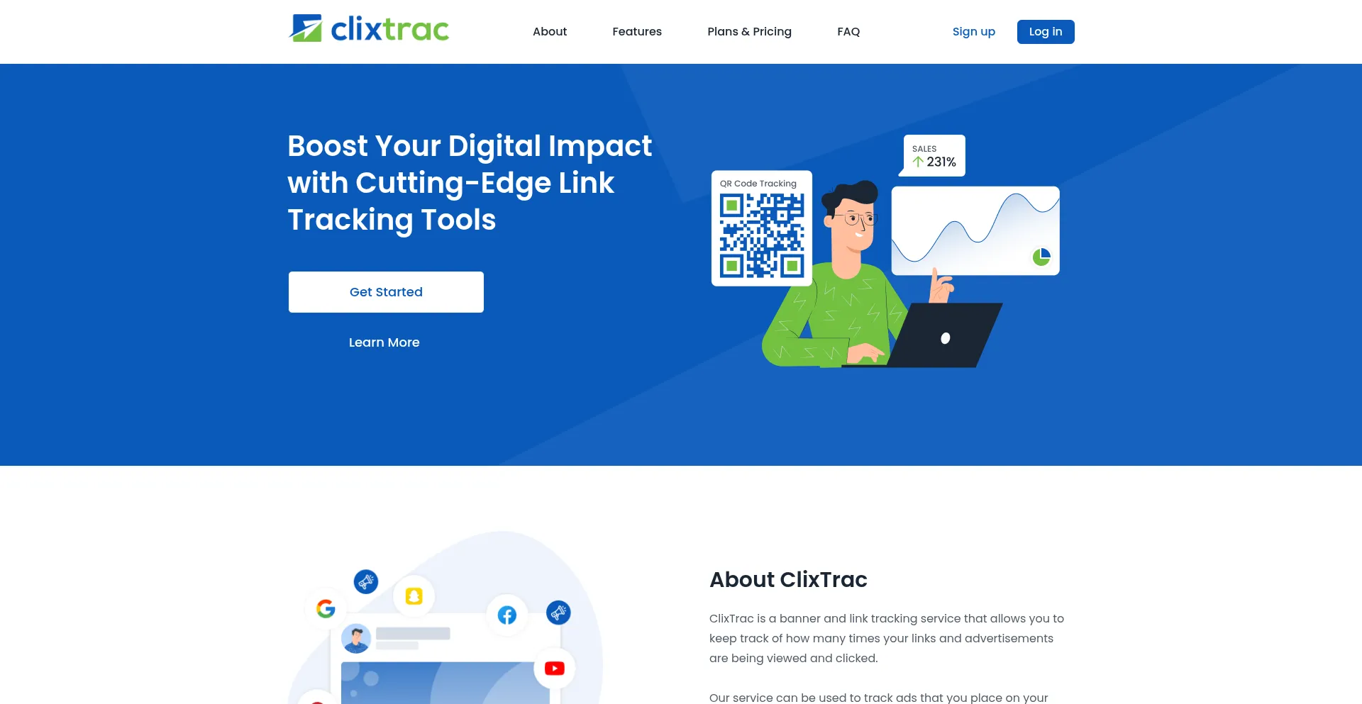 Website screenshot of Clixtrac.com
