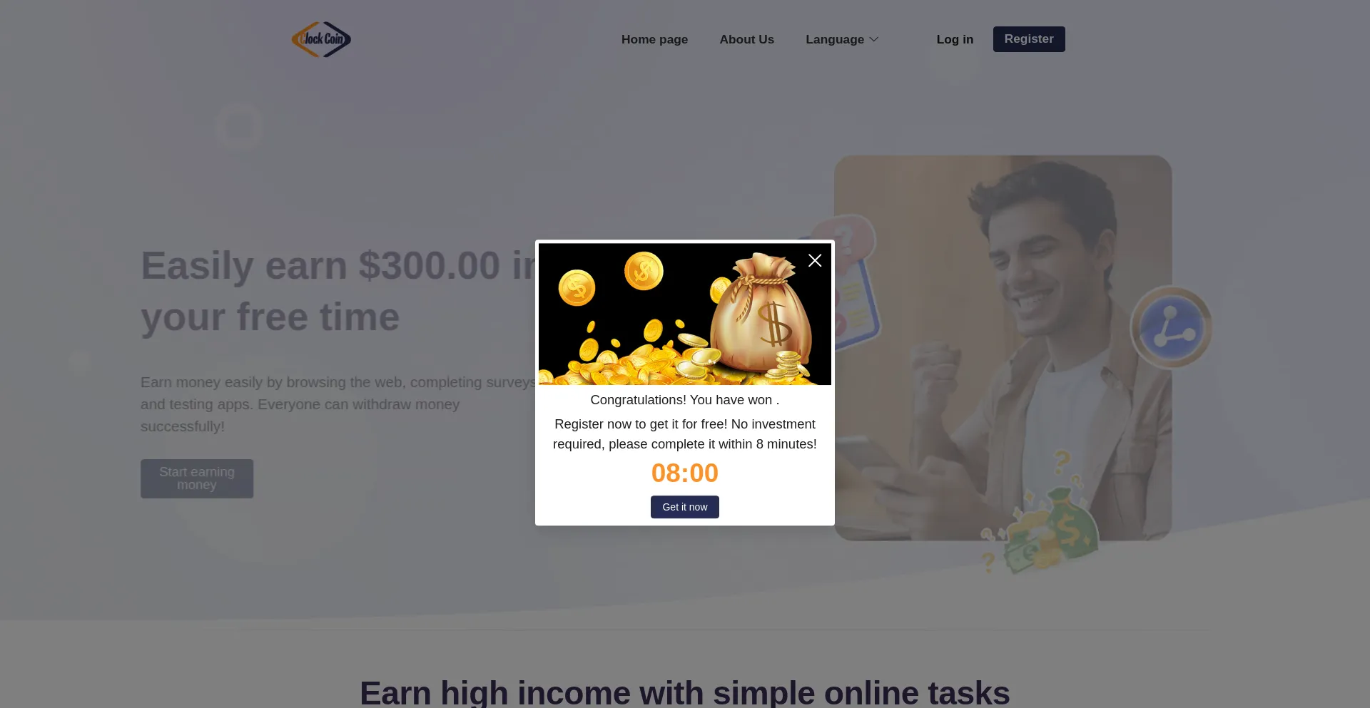 Website screenshot of Clockozcoin.top