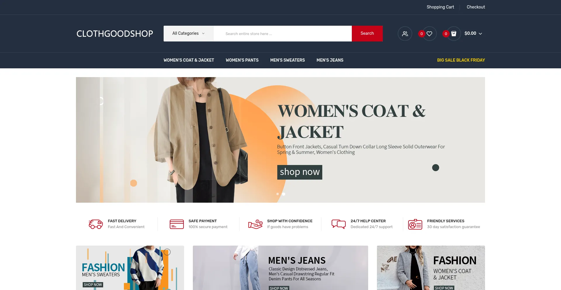 Website screenshot of Clothgoodshop.com