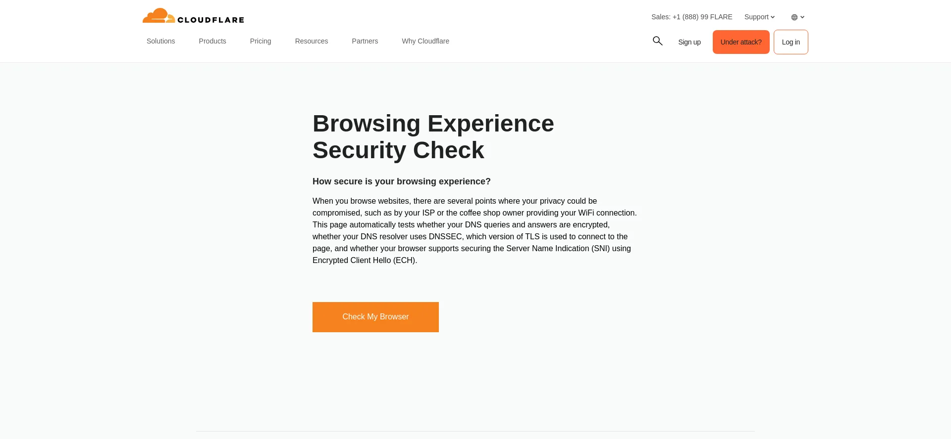 Website screenshot of Cloudflare-ech.com