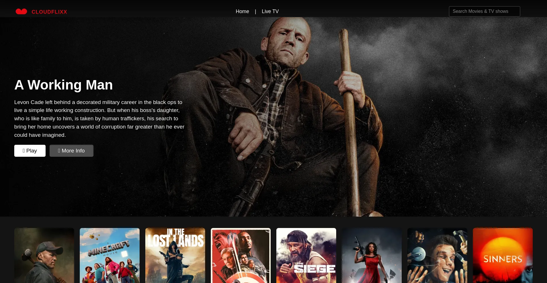 Website screenshot of Cloudflixx.com