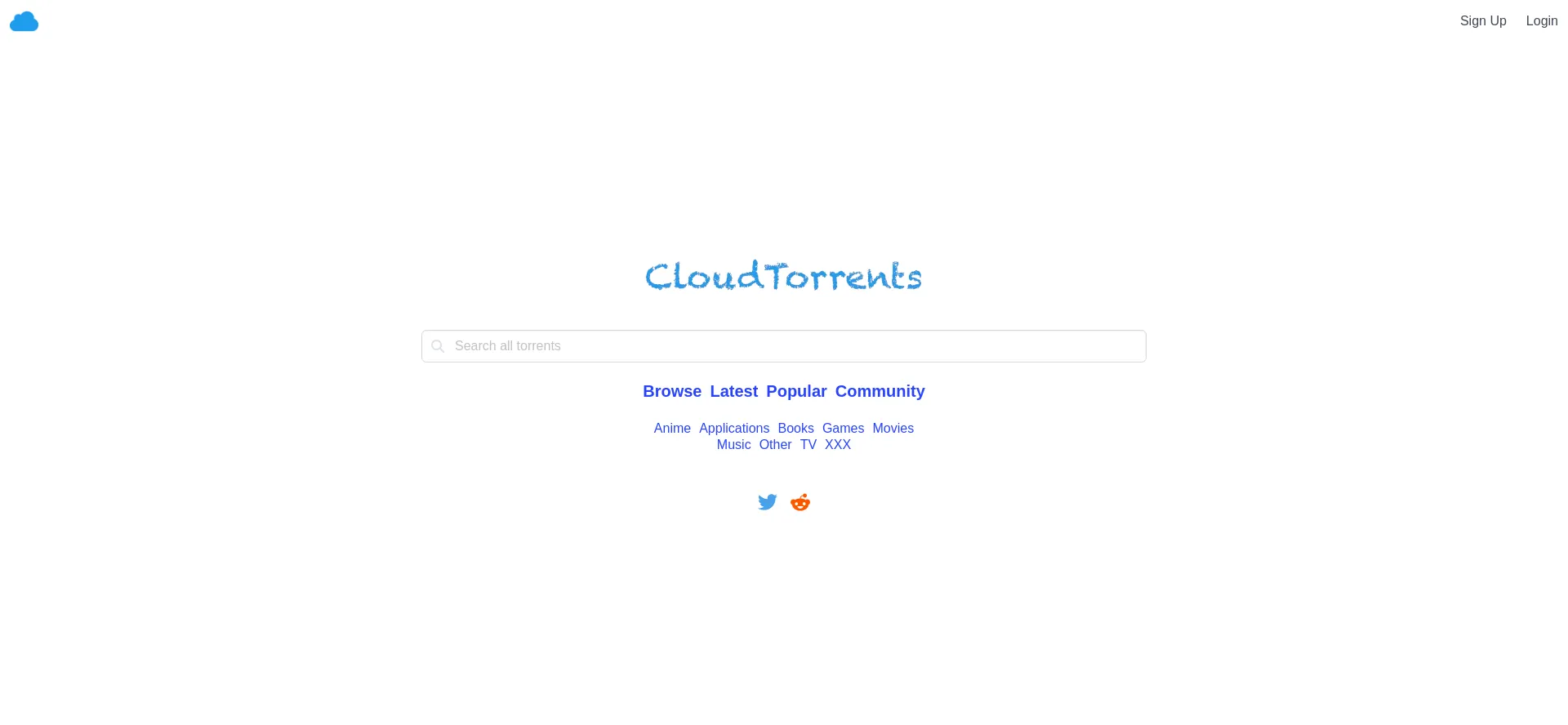 Website screenshot of Cloudtorrents.com