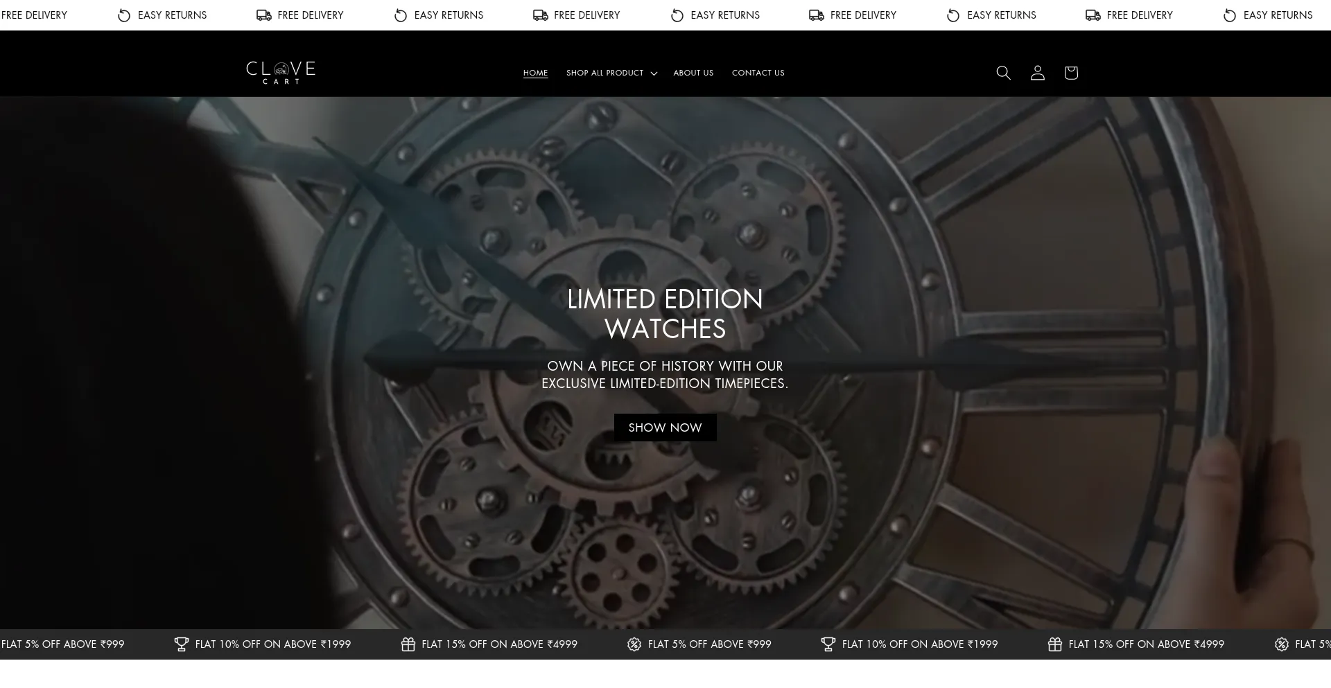 Website screenshot of Clovecart.in