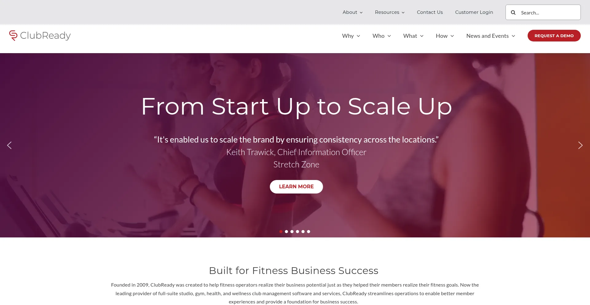 Website screenshot of Clubready.com