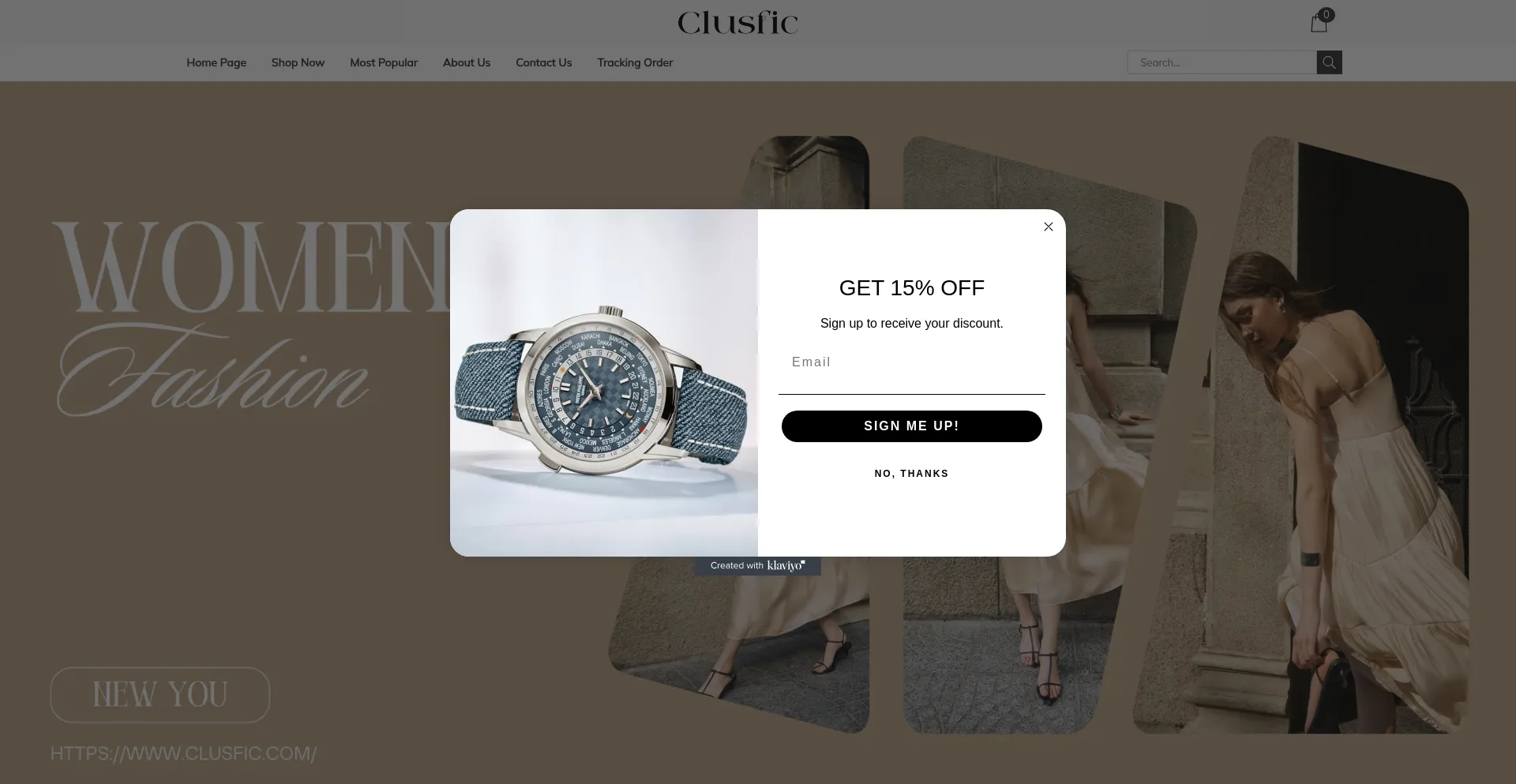Website screenshot of Clusfic.com