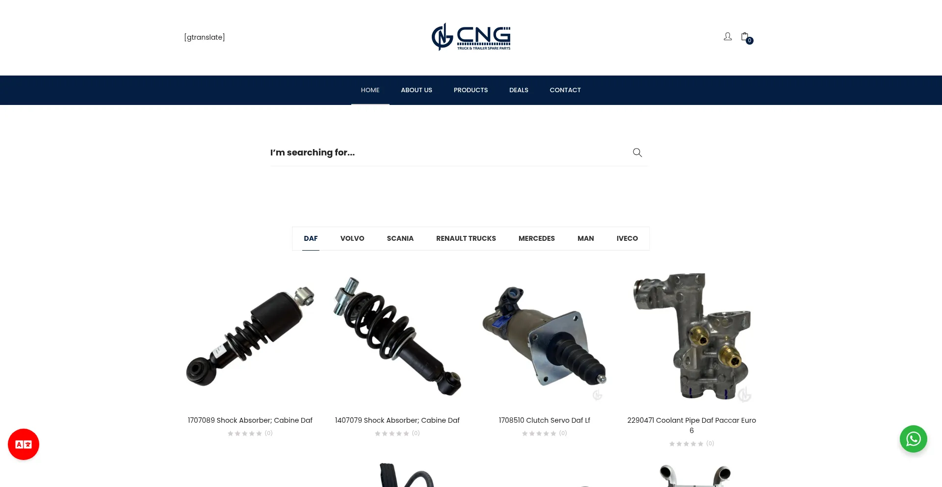 Website screenshot of Cngspareparts.com
