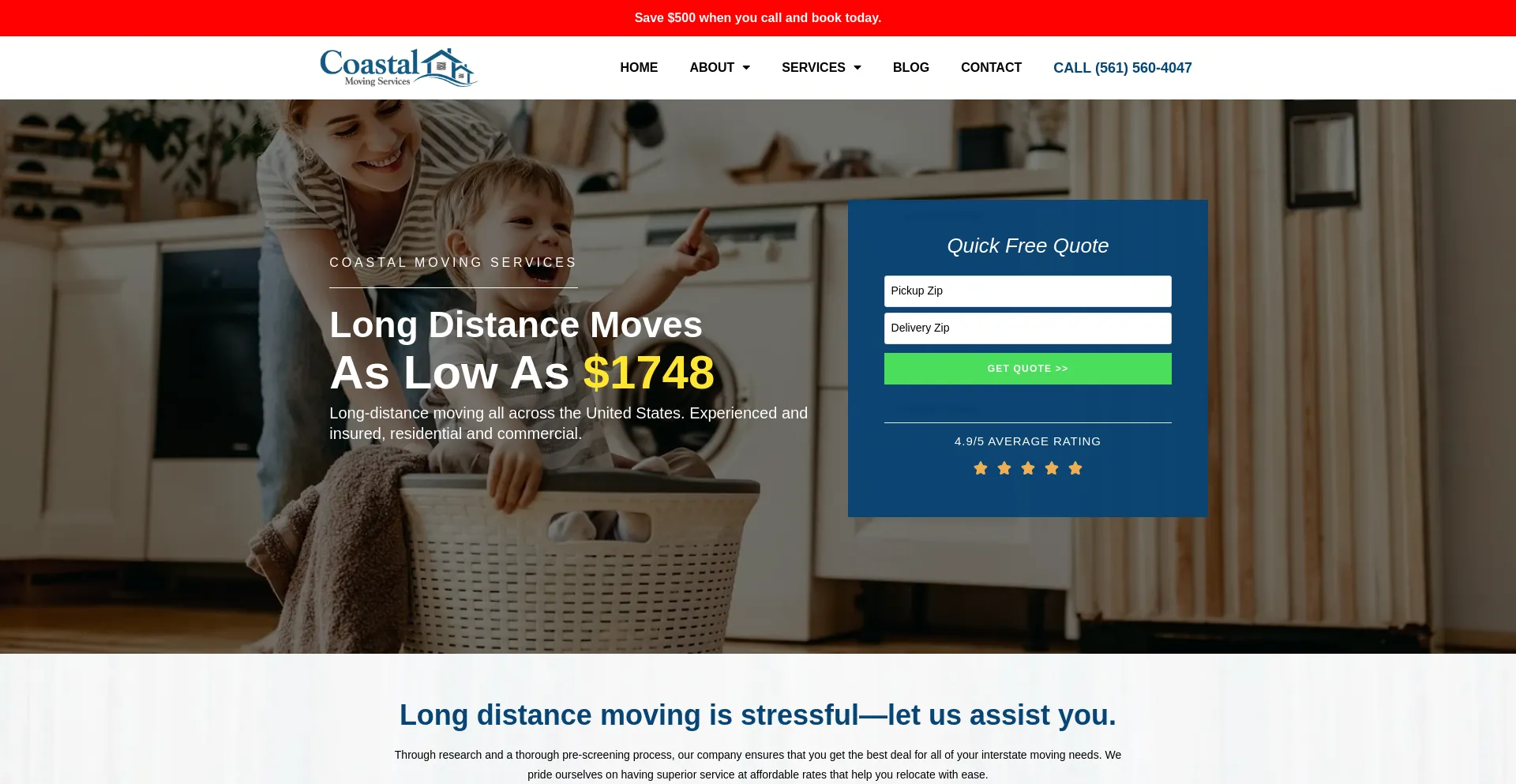 Website screenshot of Coastalmovingservices.com
