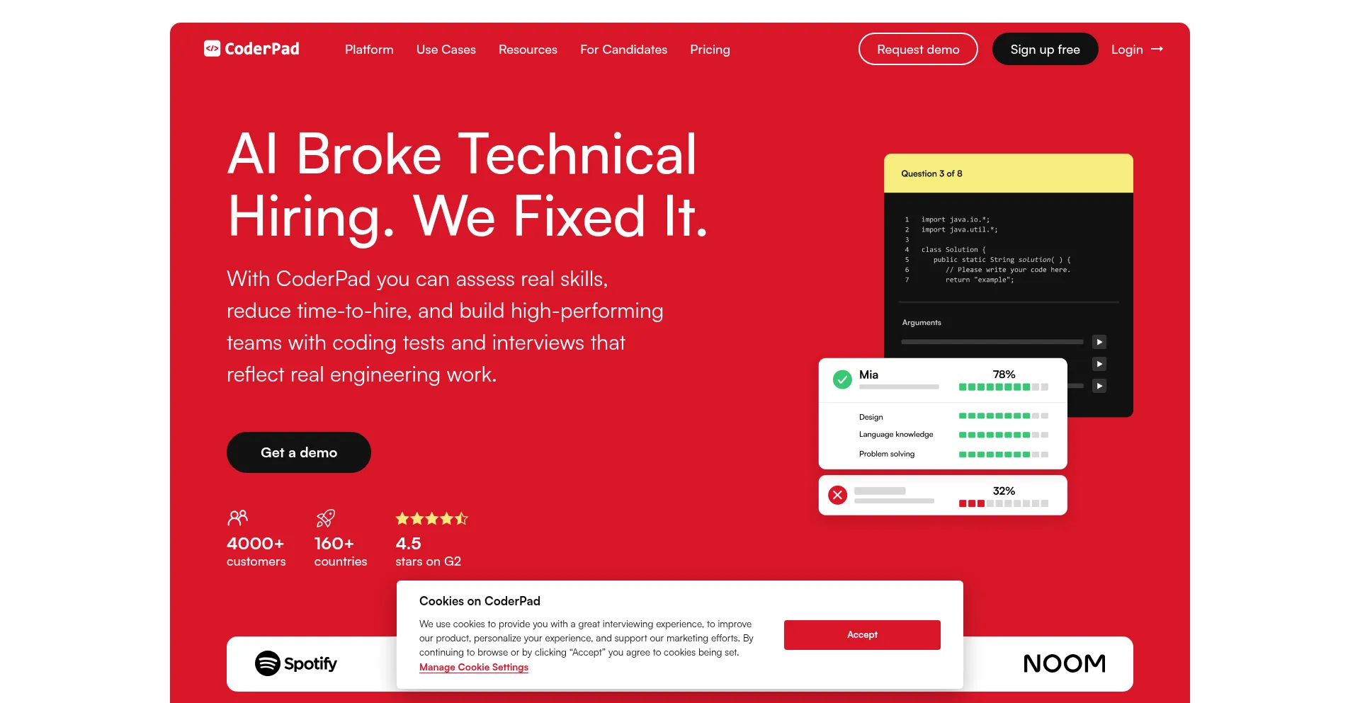 Website screenshot of Coderpad.io