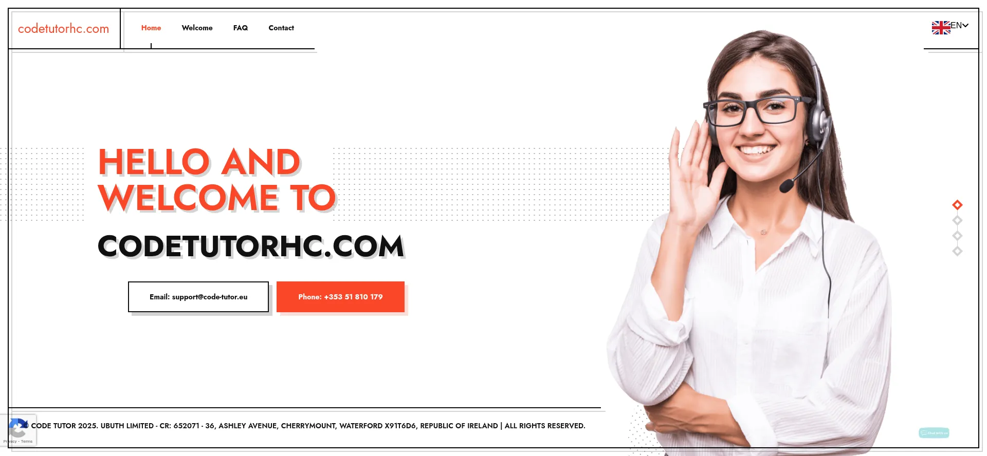 Website screenshot of Codetutorhc.com