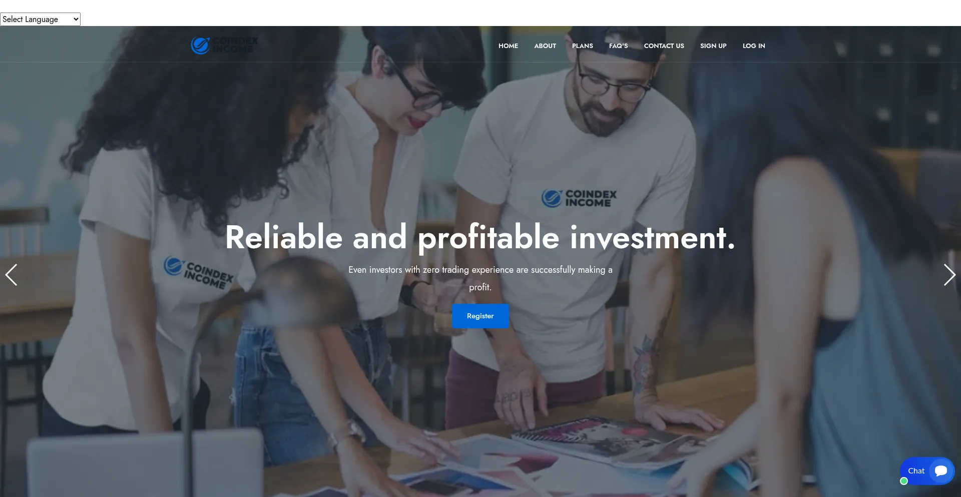 Website screenshot of Coindex-income.com
