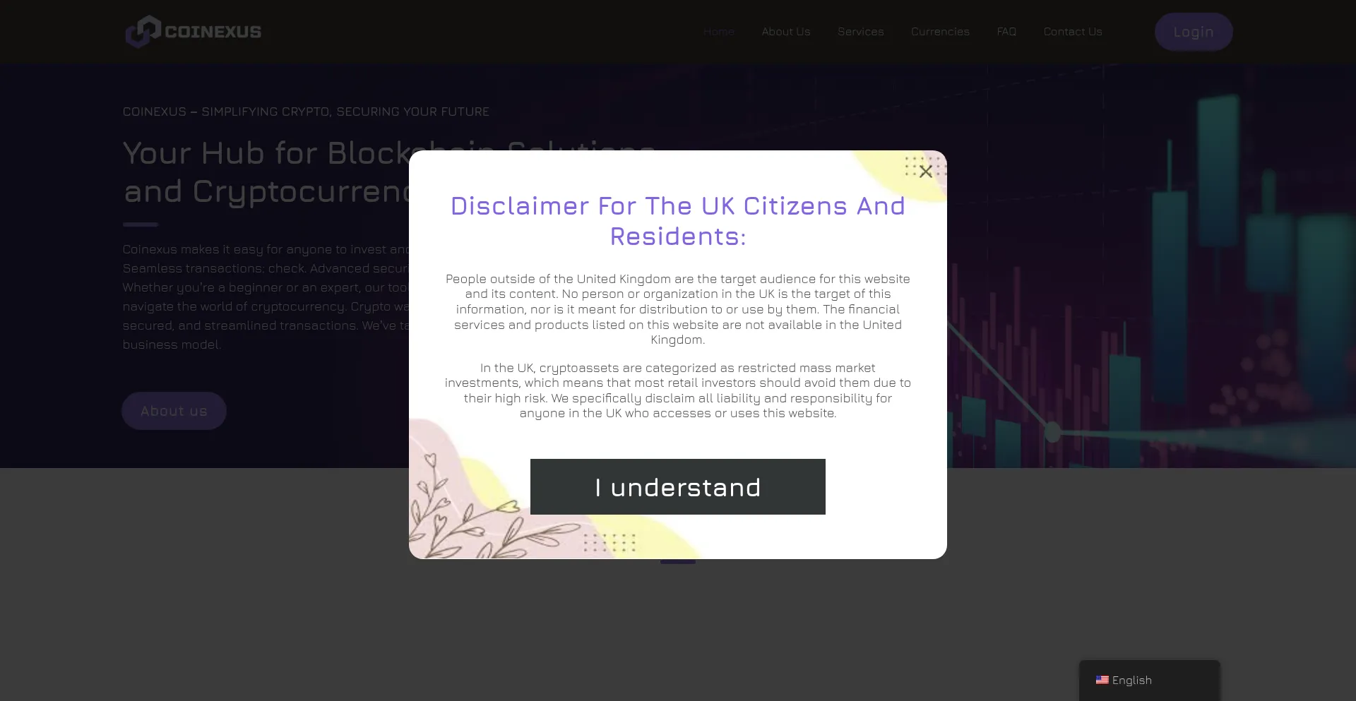 Website screenshot of Coinexuss.com