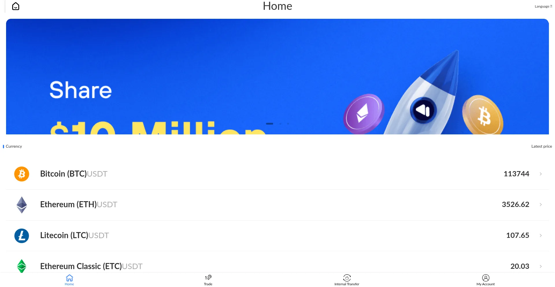 Website screenshot of Coinin.me