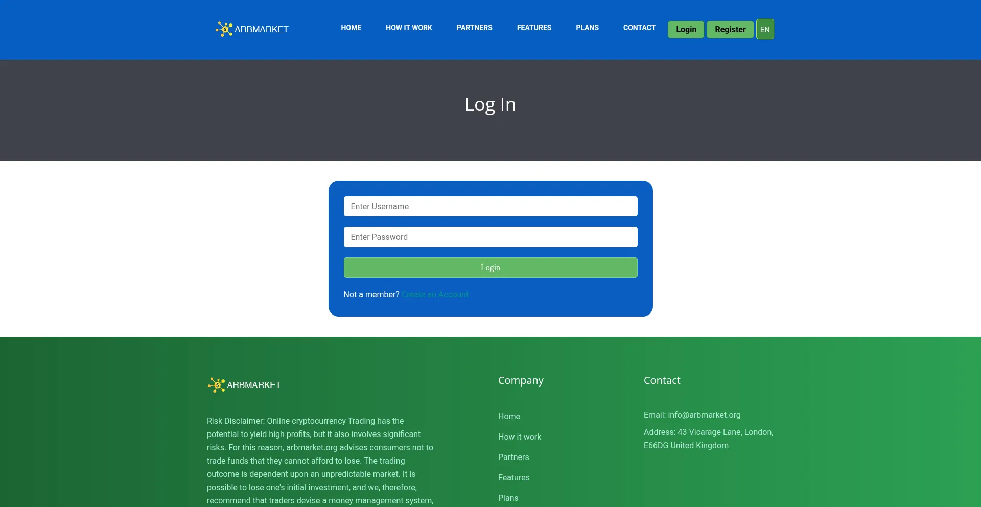 Website screenshot of Coinleader.org