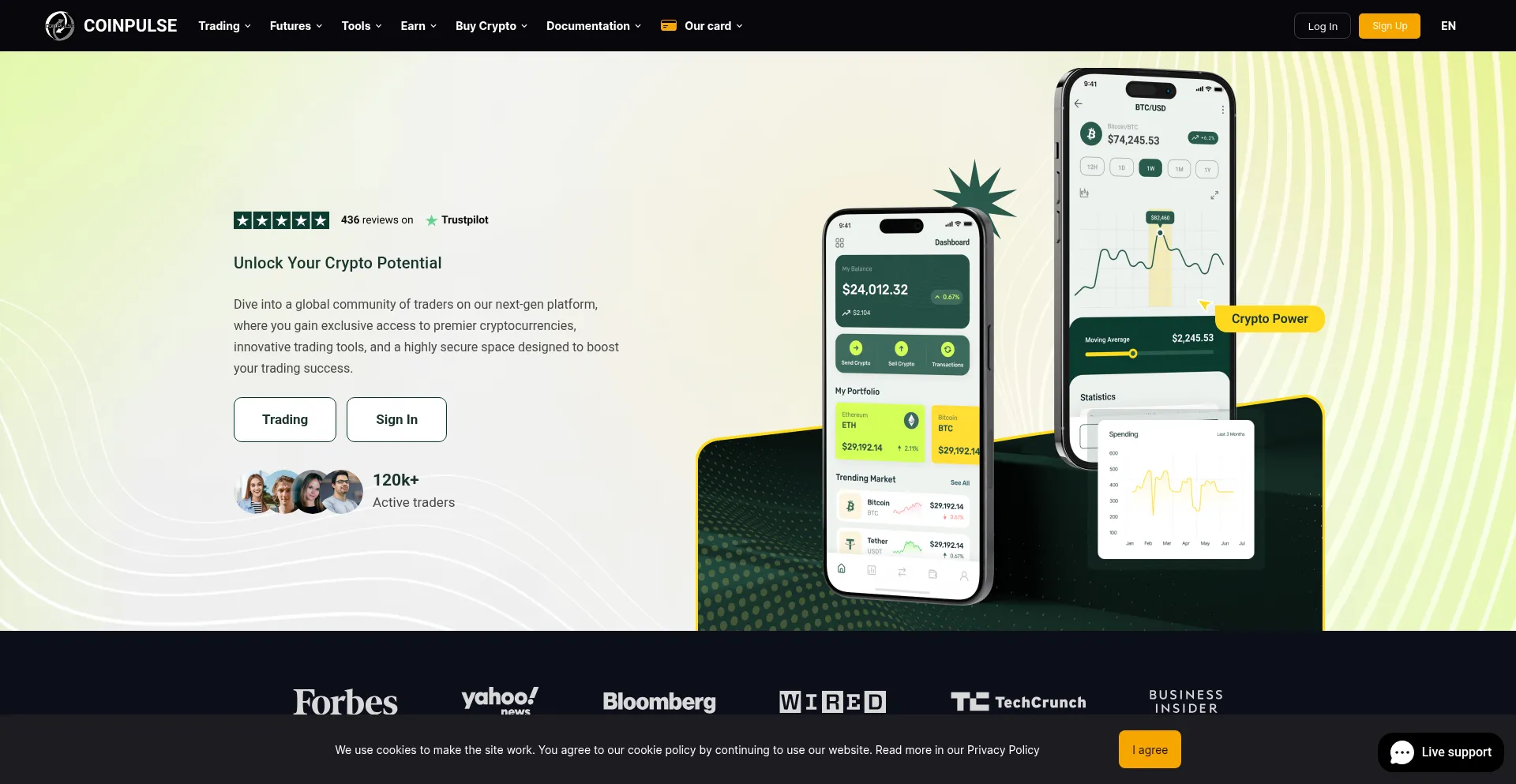 Website screenshot of Coinpulse.io